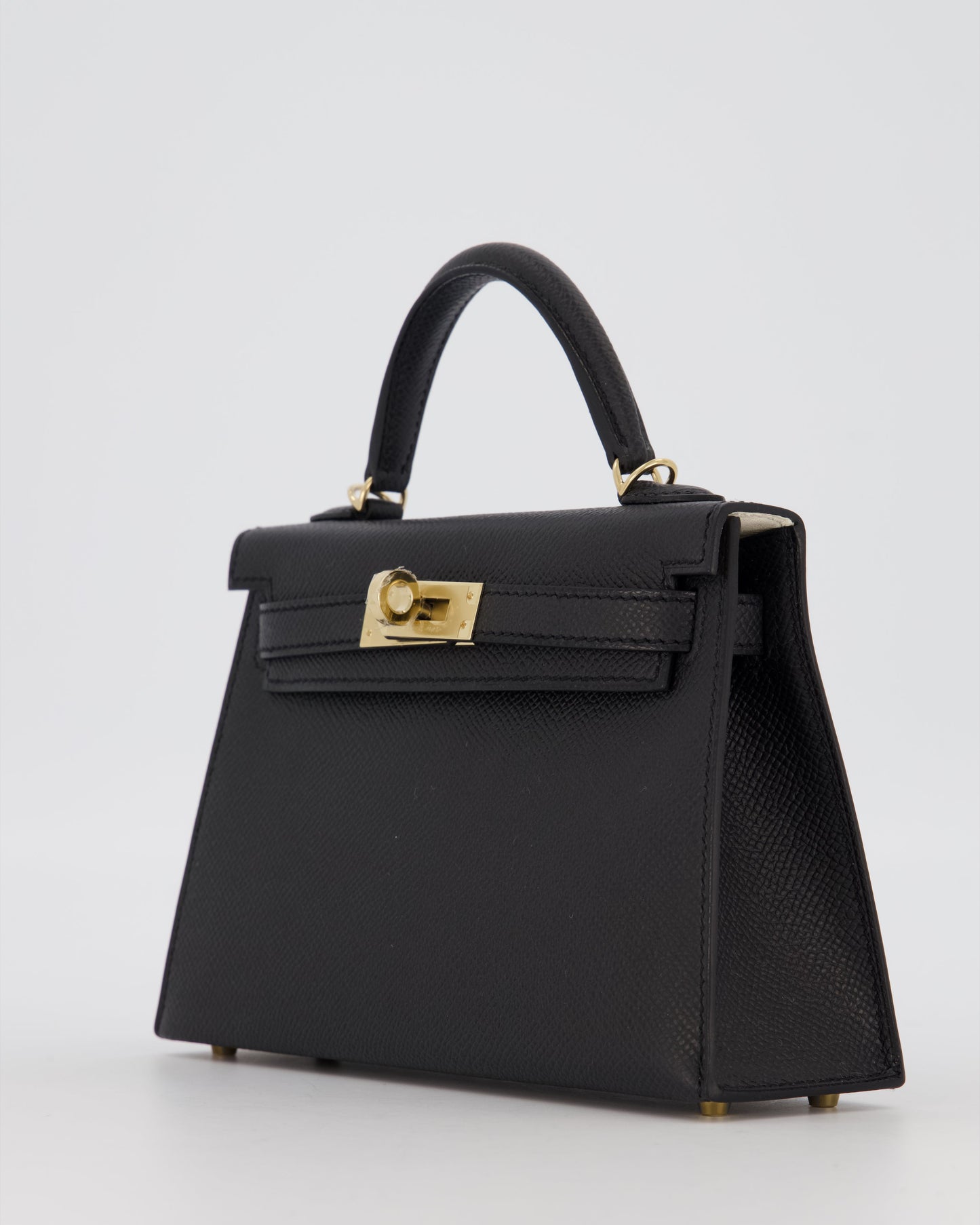 *SUPER RARE* Hermès HSS Mini Kelly II 20 Verso Bag in Noir Epsom Leather with Permabrass Hardware and Nata Interior