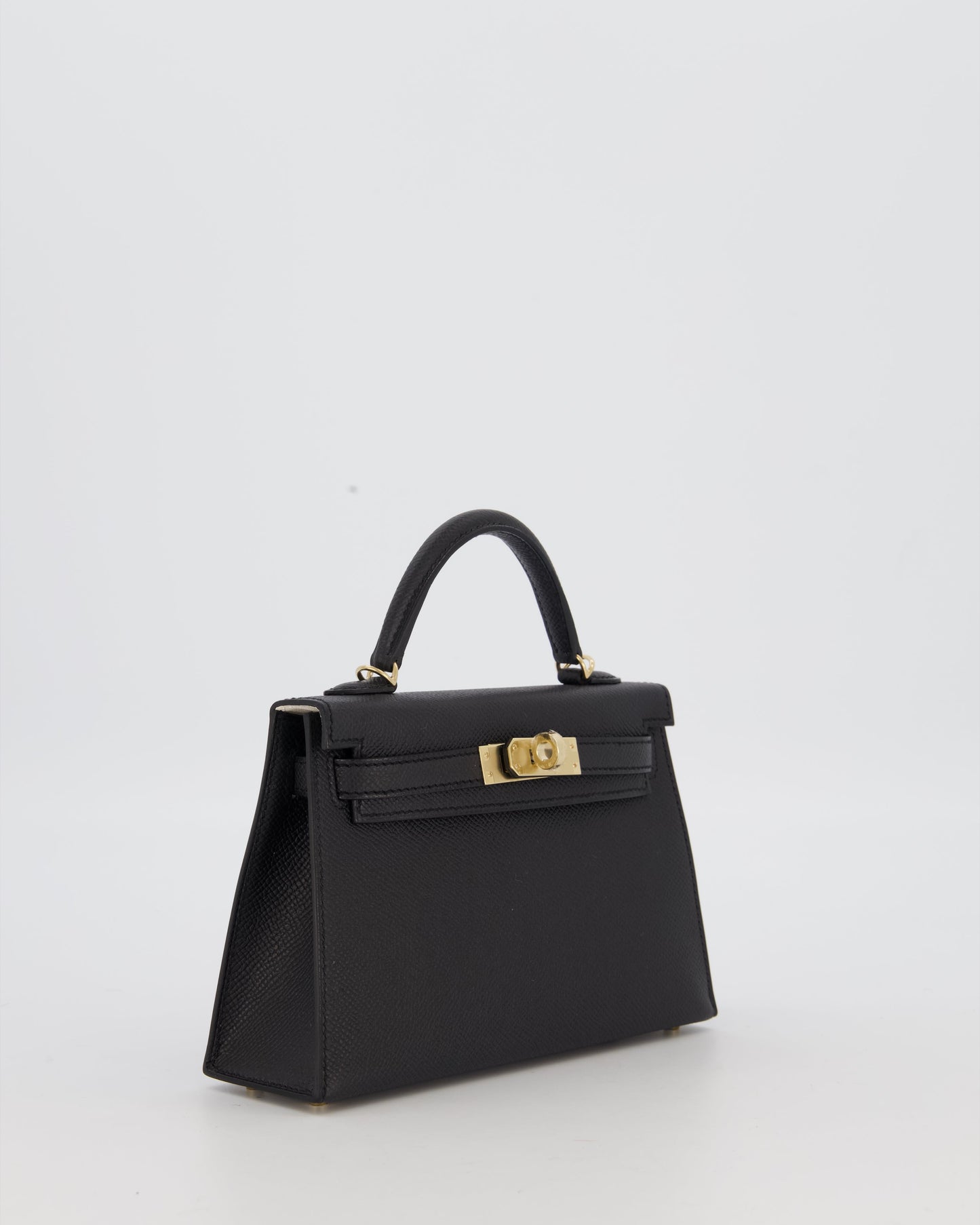 *SUPER RARE* Hermès HSS Mini Kelly II 20 Verso Bag in Noir Epsom Leather with Permabrass Hardware and Nata Interior