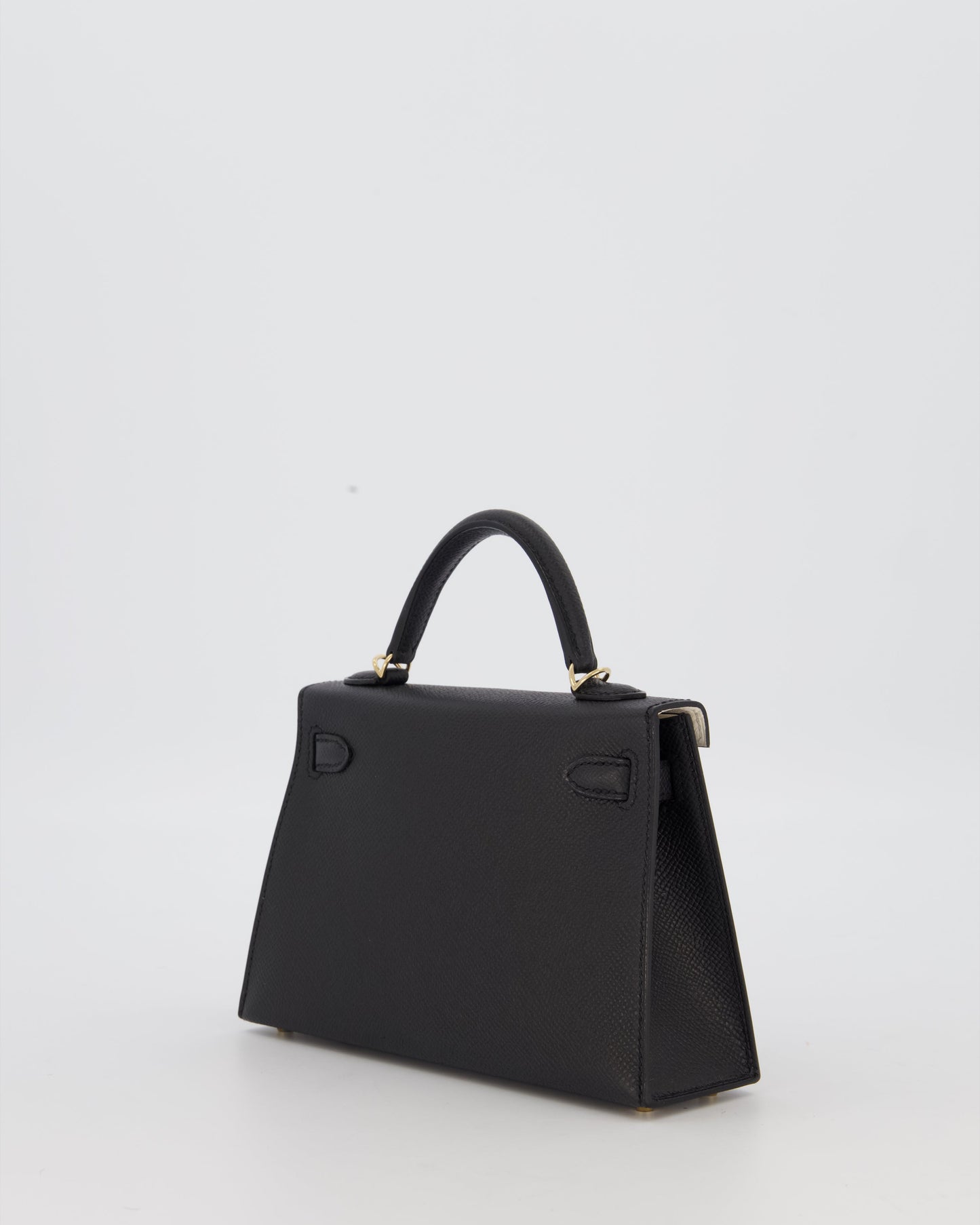 *SUPER RARE* Hermès HSS Mini Kelly II 20 Verso Bag in Noir Epsom Leather with Permabrass Hardware and Nata Interior