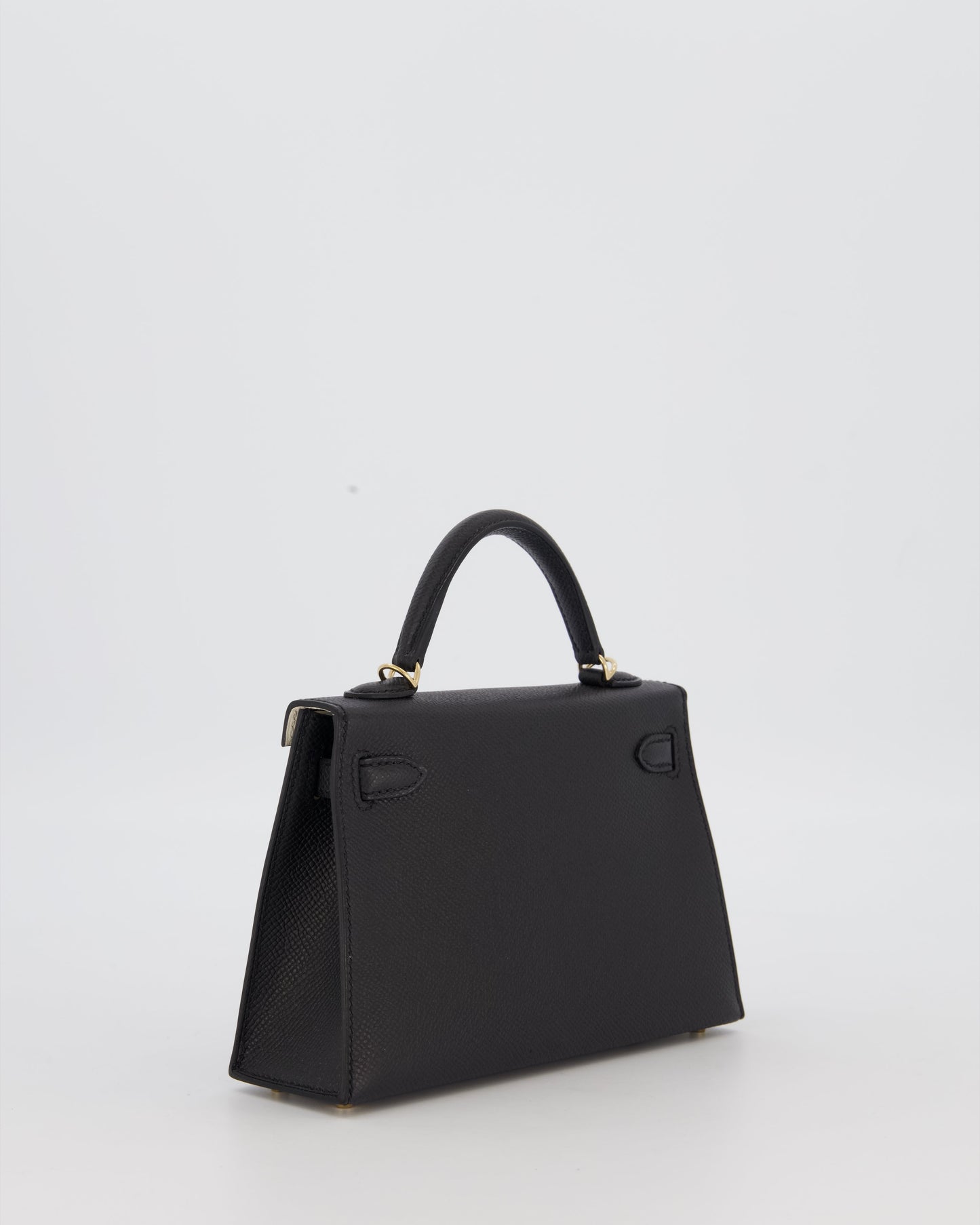 *SUPER RARE* Hermès HSS Mini Kelly II 20 Verso Bag in Noir Epsom Leather with Permabrass Hardware and Nata Interior