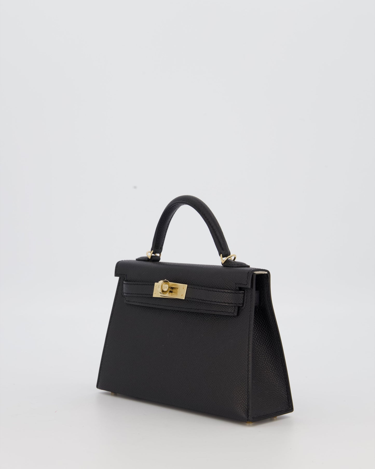 *SUPER RARE* Hermès HSS Mini Kelly II 20 Verso Bag in Noir Epsom Leather with Permabrass Hardware and Nata Interior