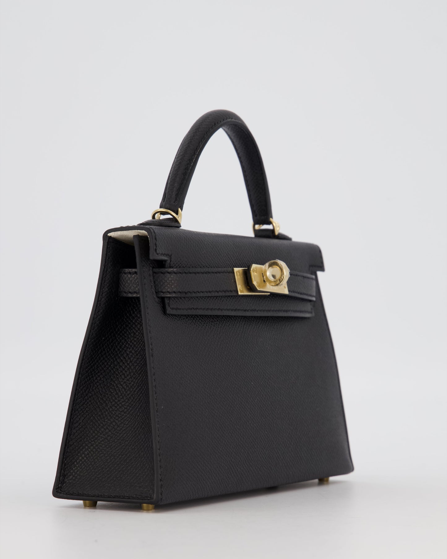 *SUPER RARE* Hermès HSS Mini Kelly II 20 Verso Bag in Noir Epsom Leather with Permabrass Hardware and Nata Interior