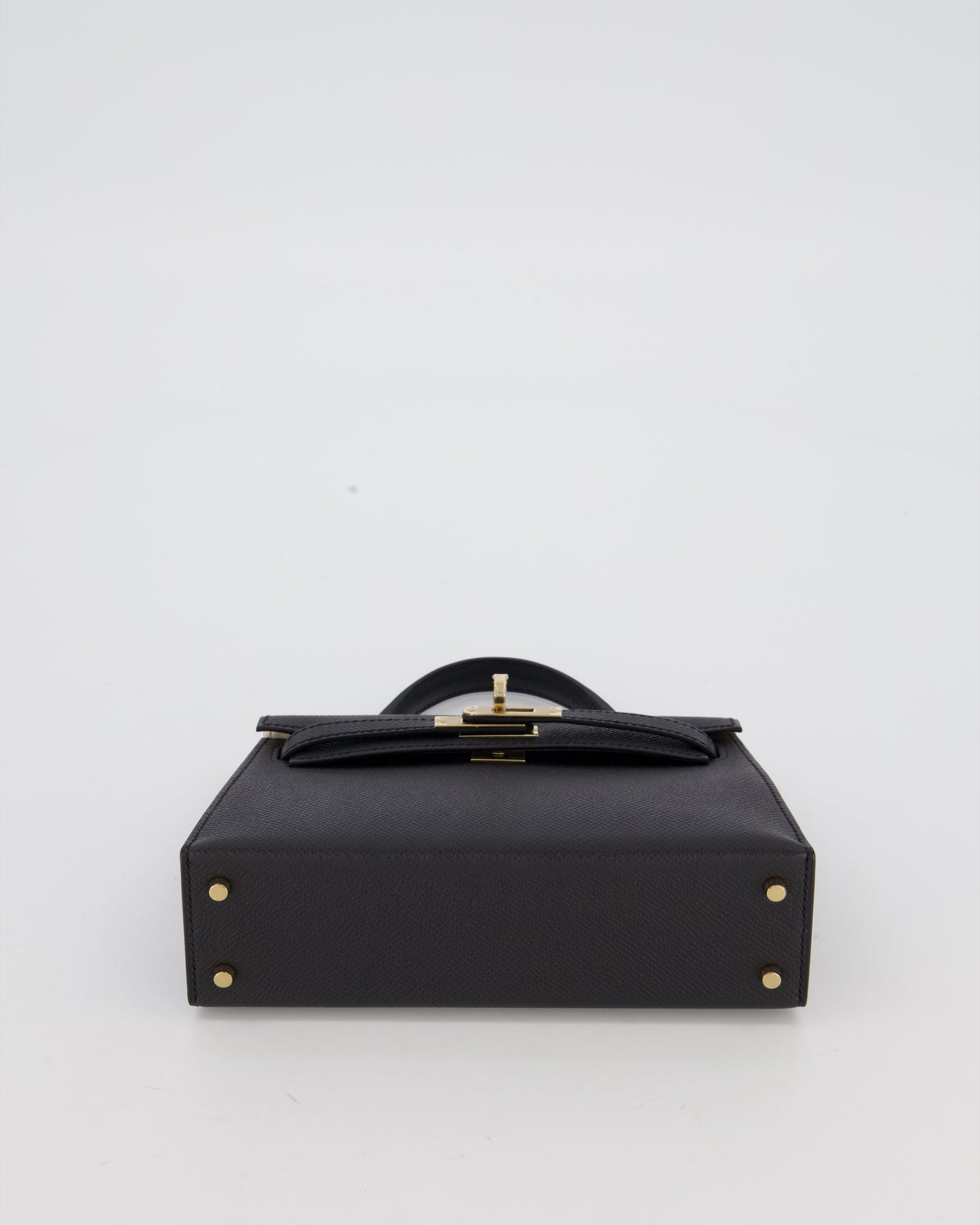 *SUPER RARE* Hermès HSS Mini Kelly II 20 Verso Bag in Noir Epsom Leather with Permabrass Hardware and Nata Interior
