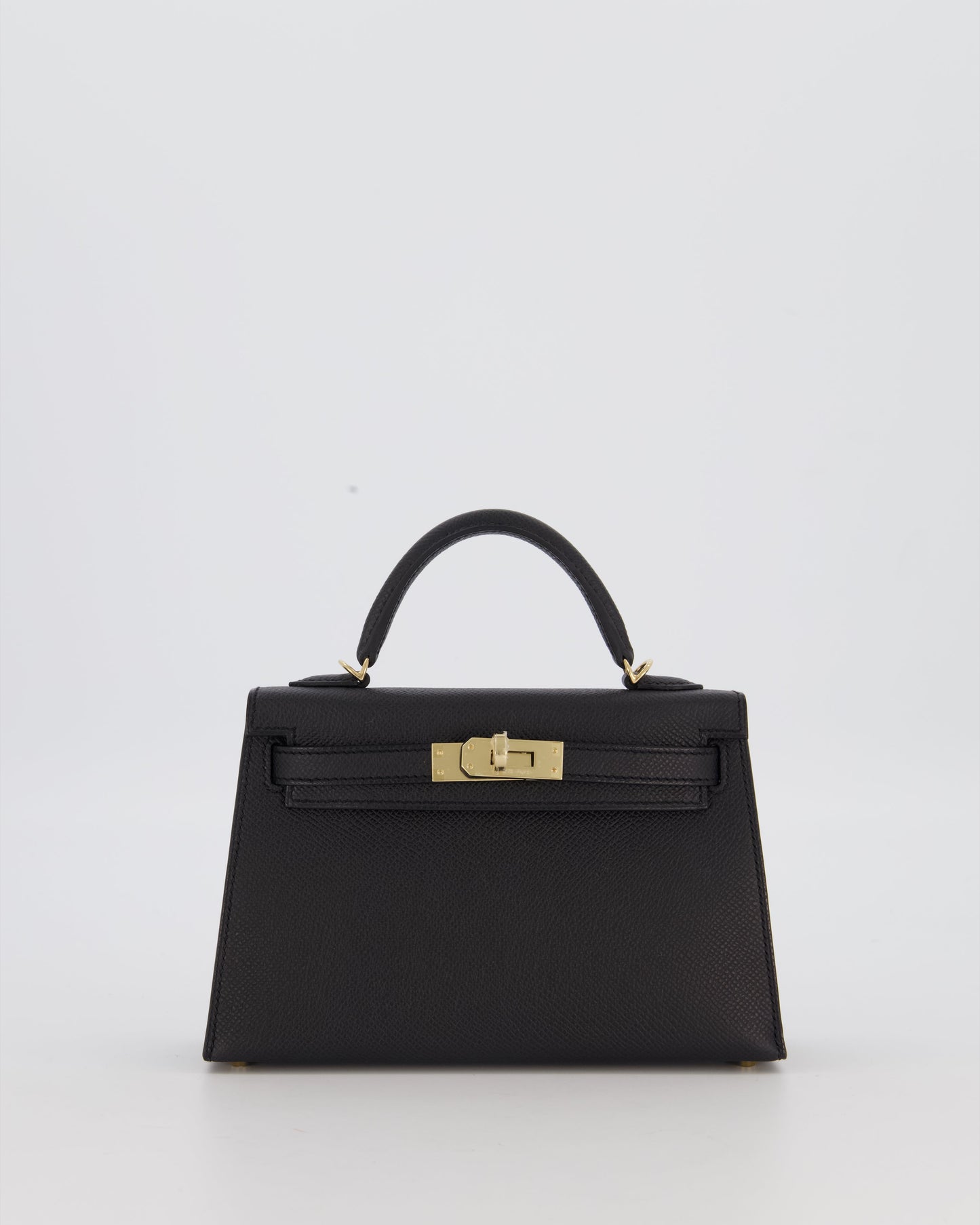 *SUPER RARE* Hermès HSS Mini Kelly II 20 Verso Bag in Noir Epsom Leather with Permabrass Hardware and Nata Interior
