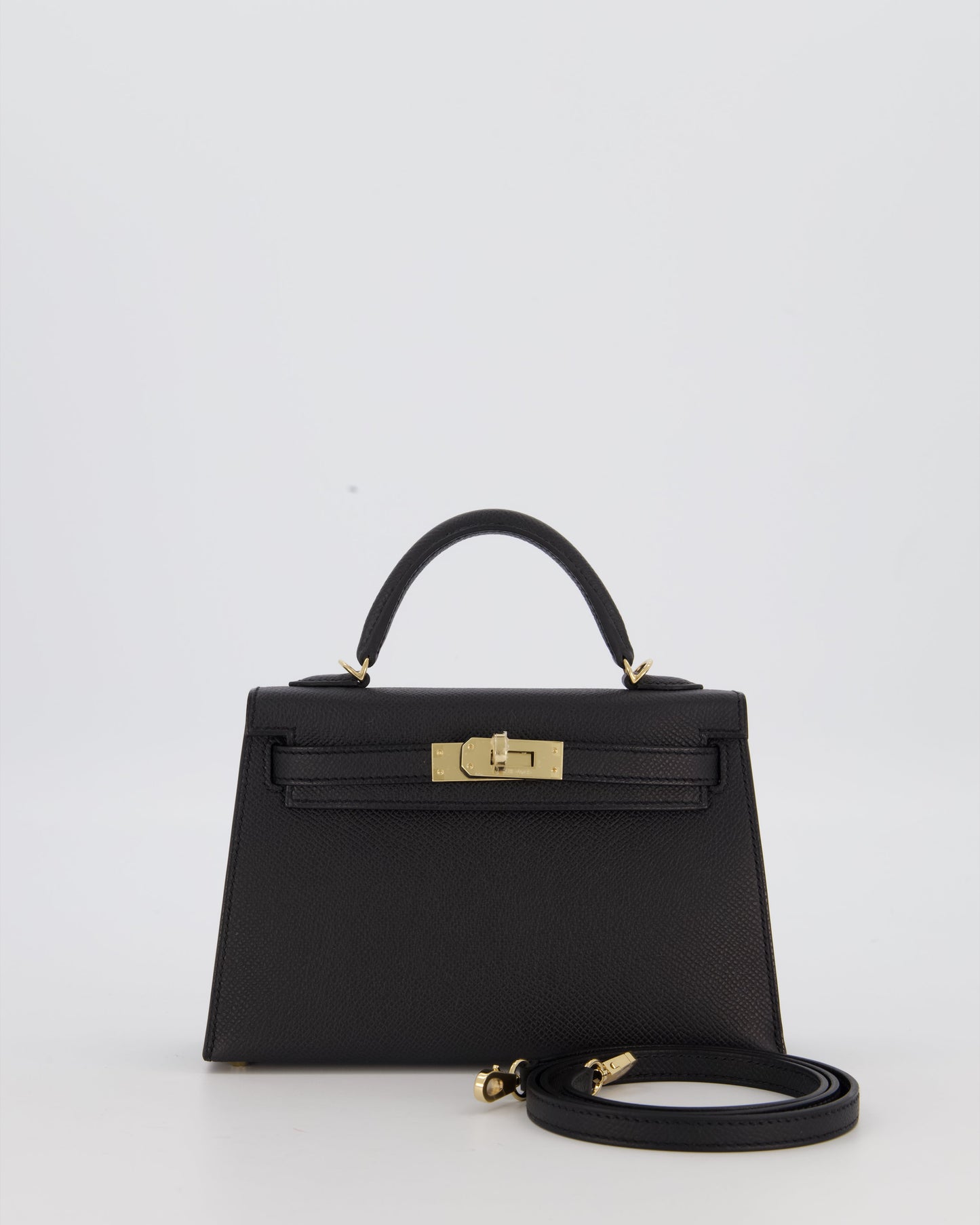 *SUPER RARE* Hermès HSS Mini Kelly II 20 Verso Bag in Noir Epsom Leather with Permabrass Hardware and Nata Interior