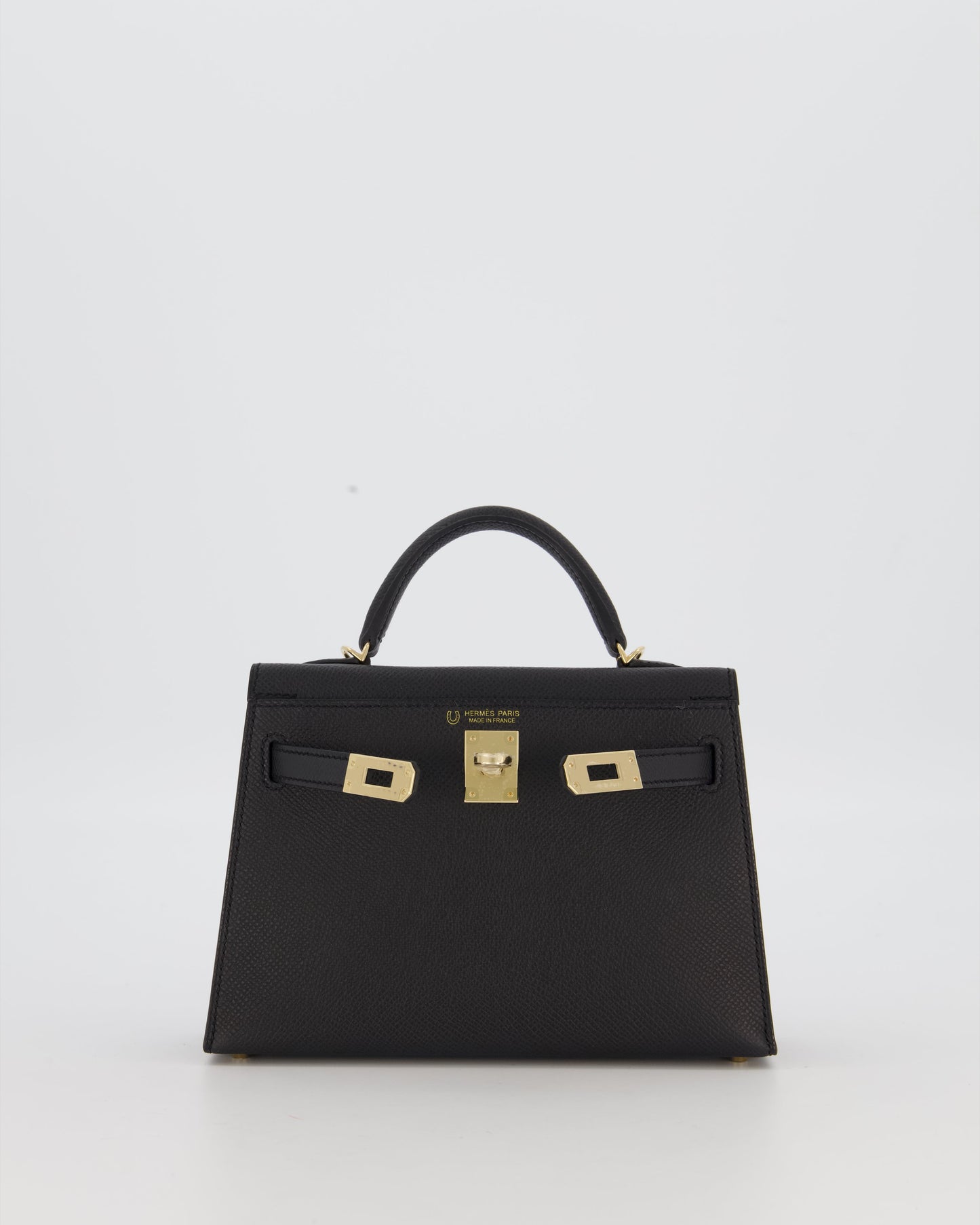 *SUPER RARE* Hermès HSS Mini Kelly II 20 Verso Bag in Noir Epsom Leather with Permabrass Hardware and Nata Interior