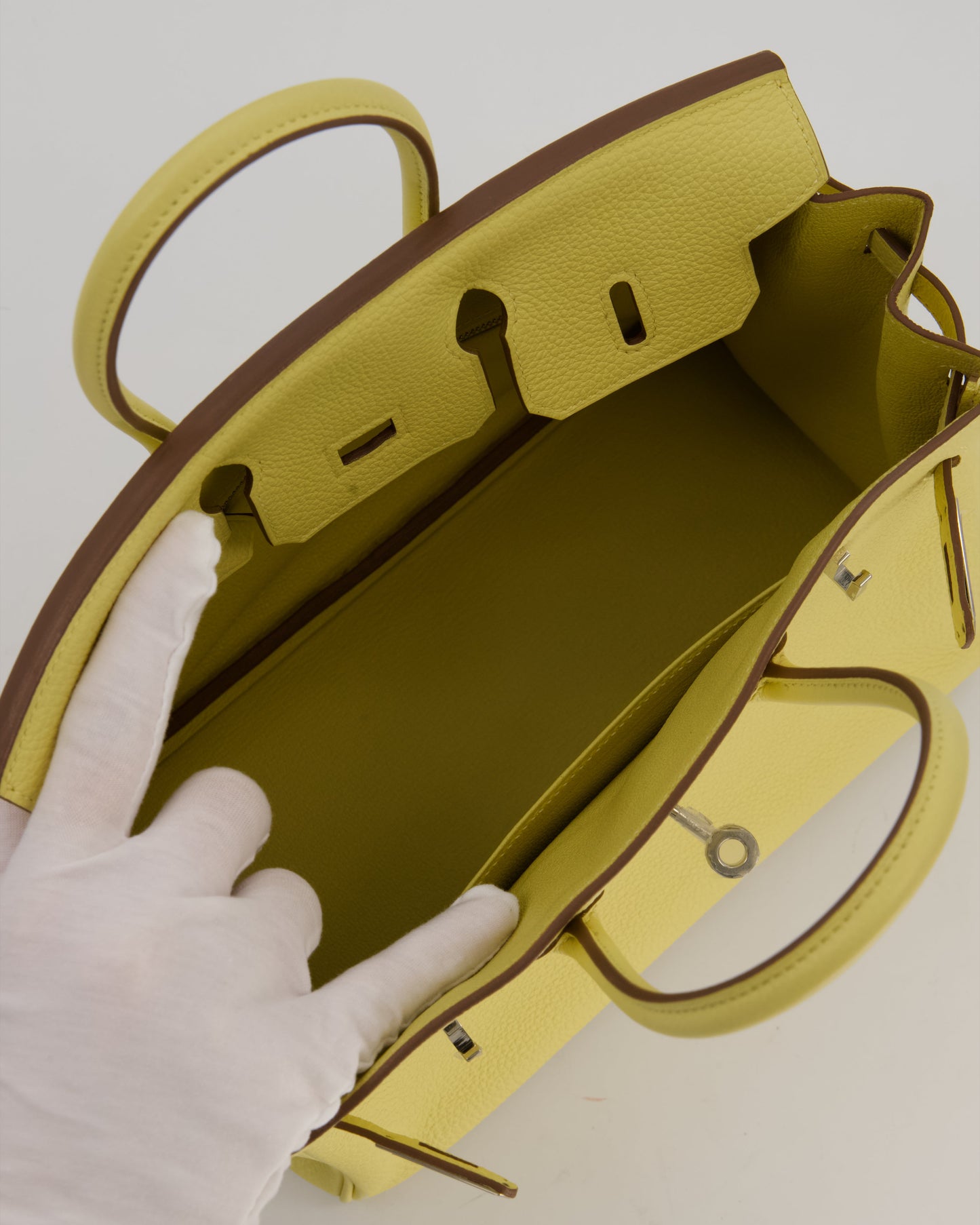Hermès Birkin 25 Retourne Bag in Jaune Poussin Togo Leather with Palladium Hardware