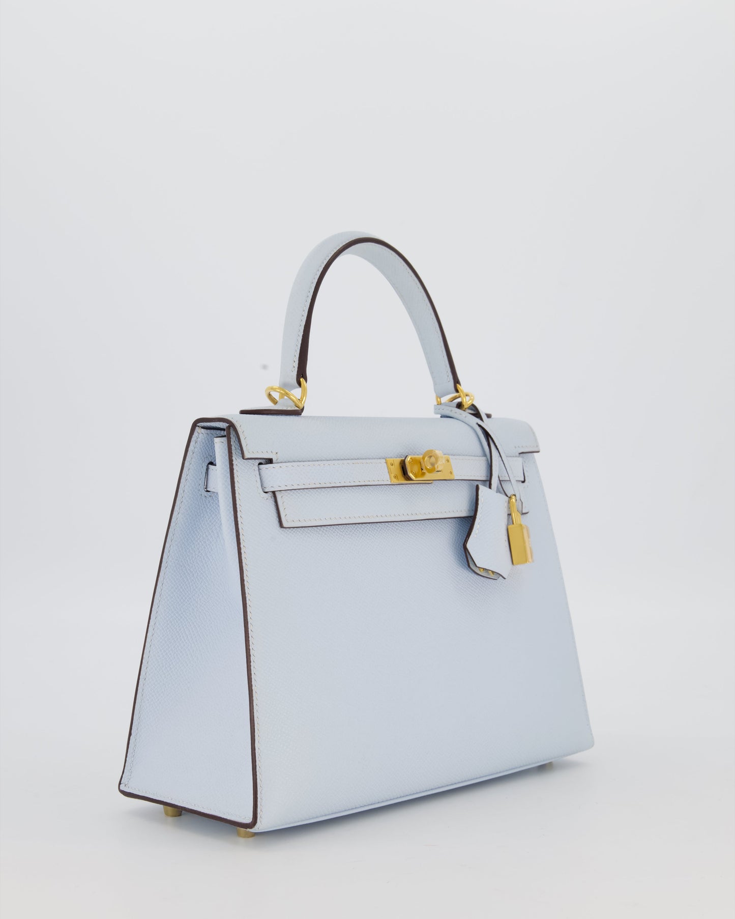 *HOLY GRAIL* Hermès Kelly 25 Sellier Bag in Bleu Brume Epsom Leather with Gold Hardware