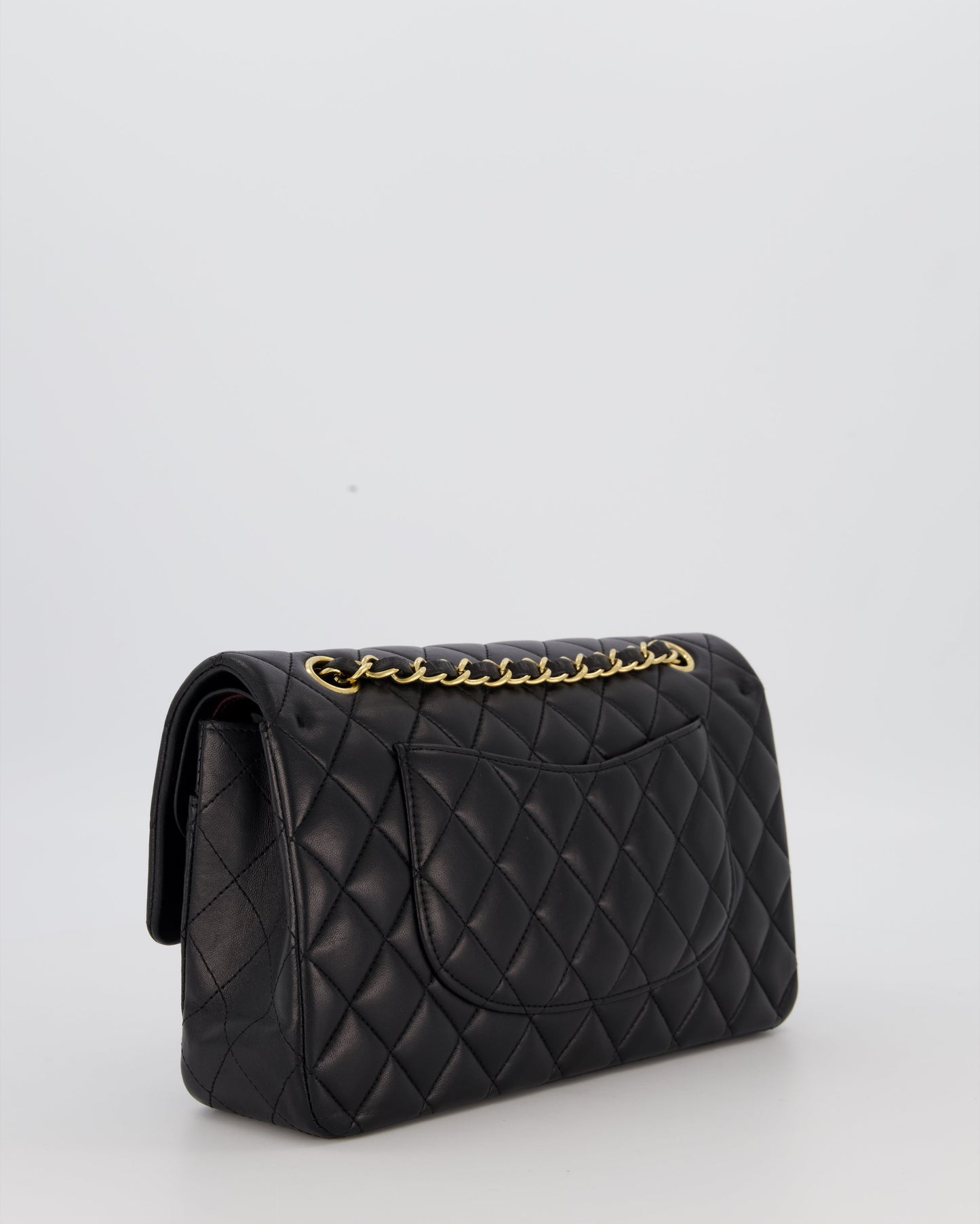 Chanel Black Medium Classic Double Flap Bag in Lambskin Leather with Gold Hardware