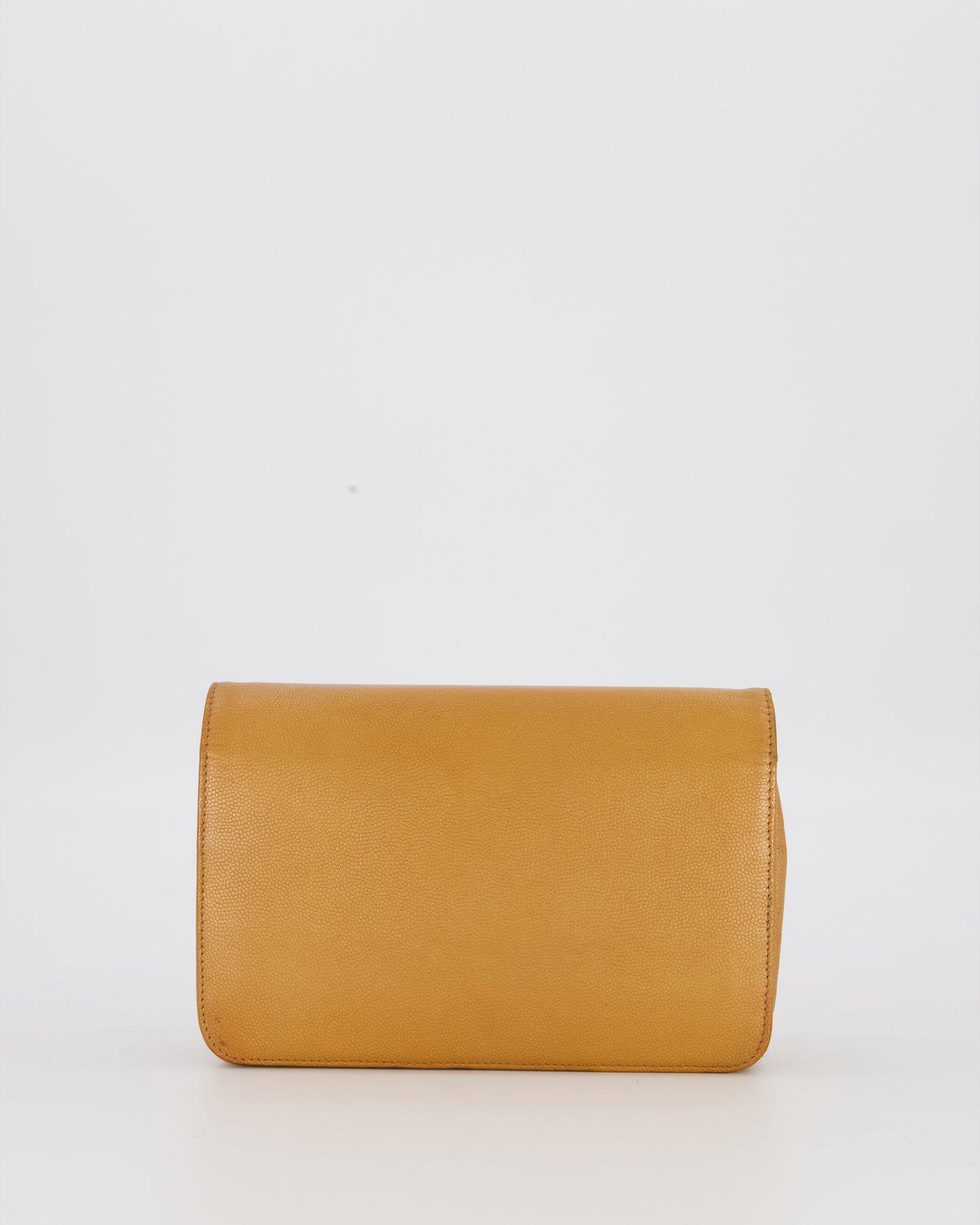 Chanel Gold Wallet on Chain Bag in Sevruga Caviar Leather with Silver Hardware