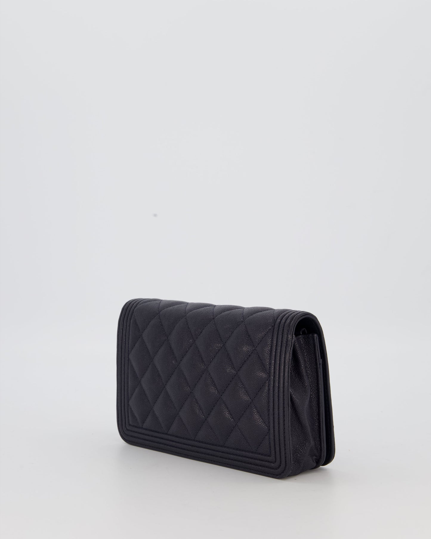 Chanel Navy Boy Wallet on Chain Bag in Caviar Leather with Gold Hardware