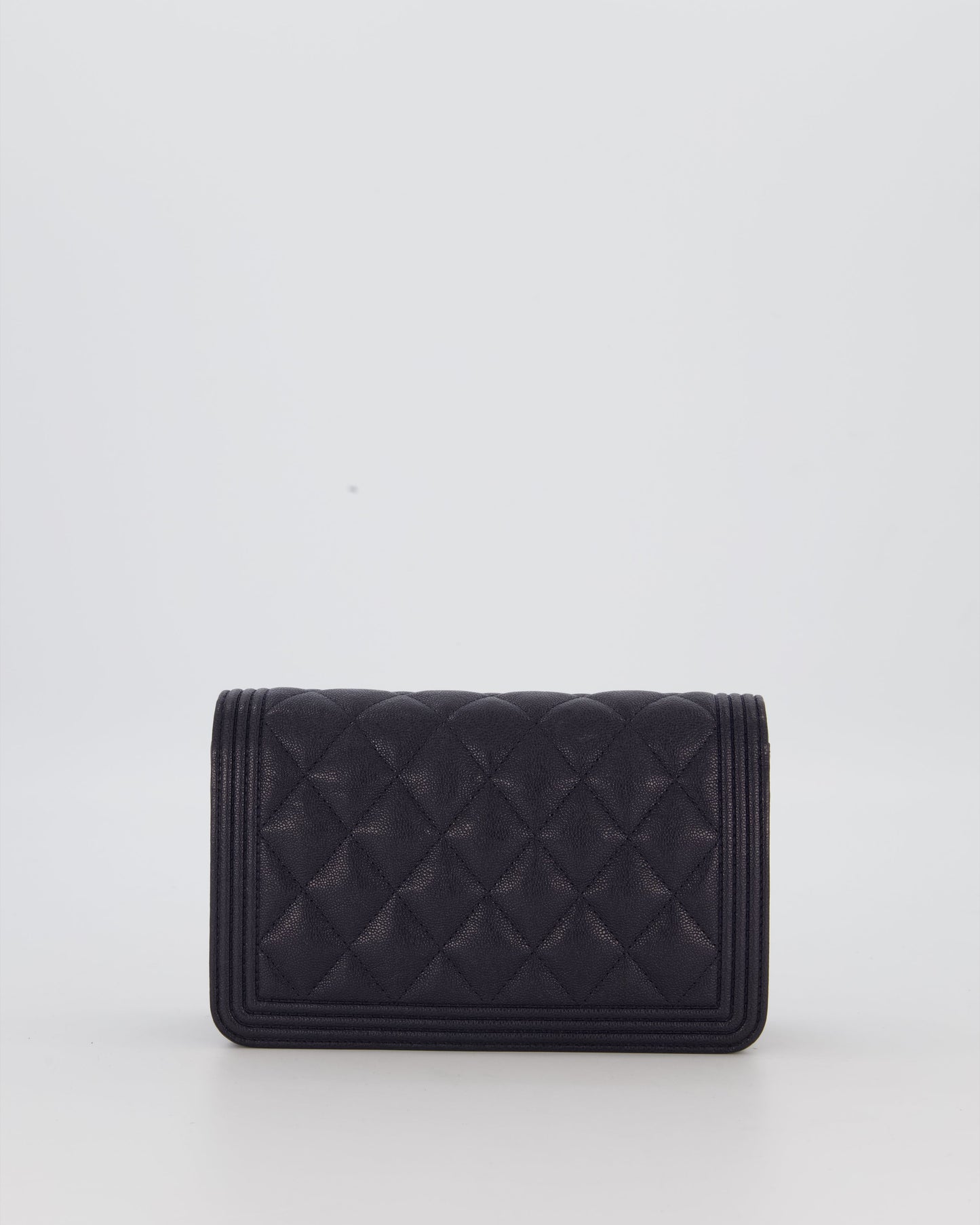 Chanel Navy Boy Wallet on Chain Bag in Caviar Leather with Gold Hardware