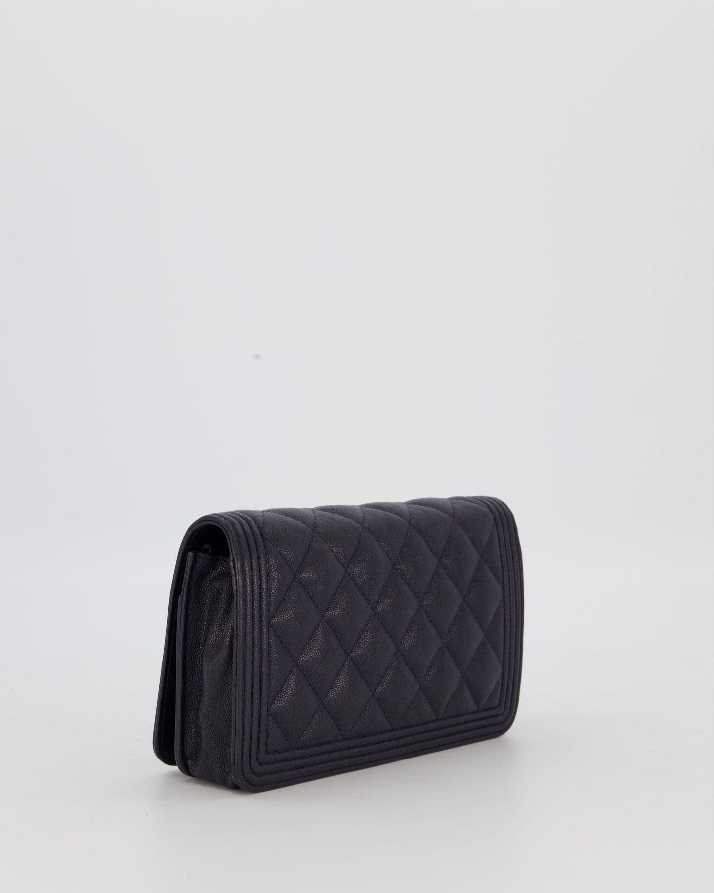 Chanel Navy Boy Wallet on Chain Bag in Caviar Leather with Gold Hardware
