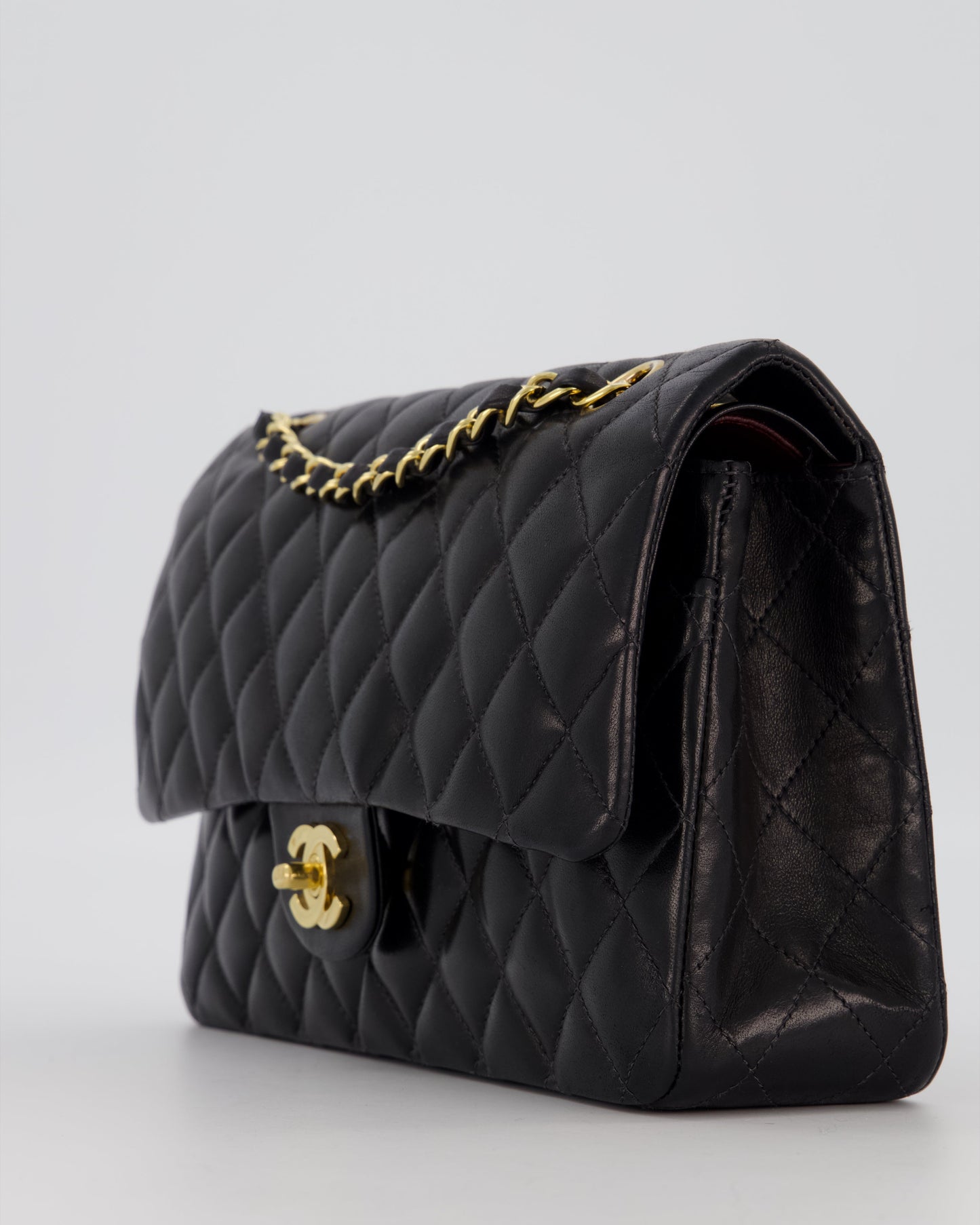 Chanel Black Medium Classic Double Flap Bag in Lambskin Leather with 24K Gold Hardware