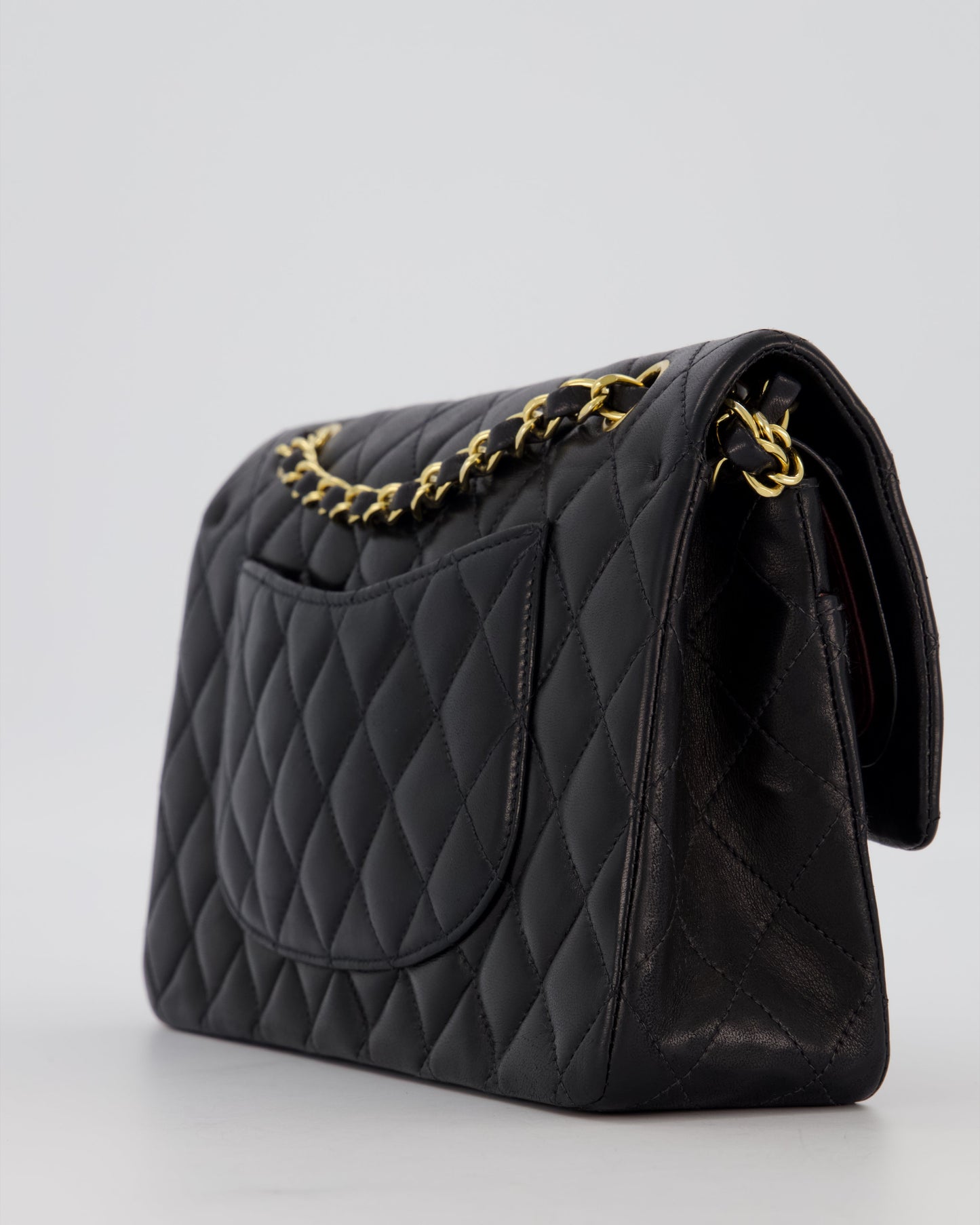 Chanel Black Medium Classic Double Flap Bag in Lambskin Leather with 24K Gold Hardware