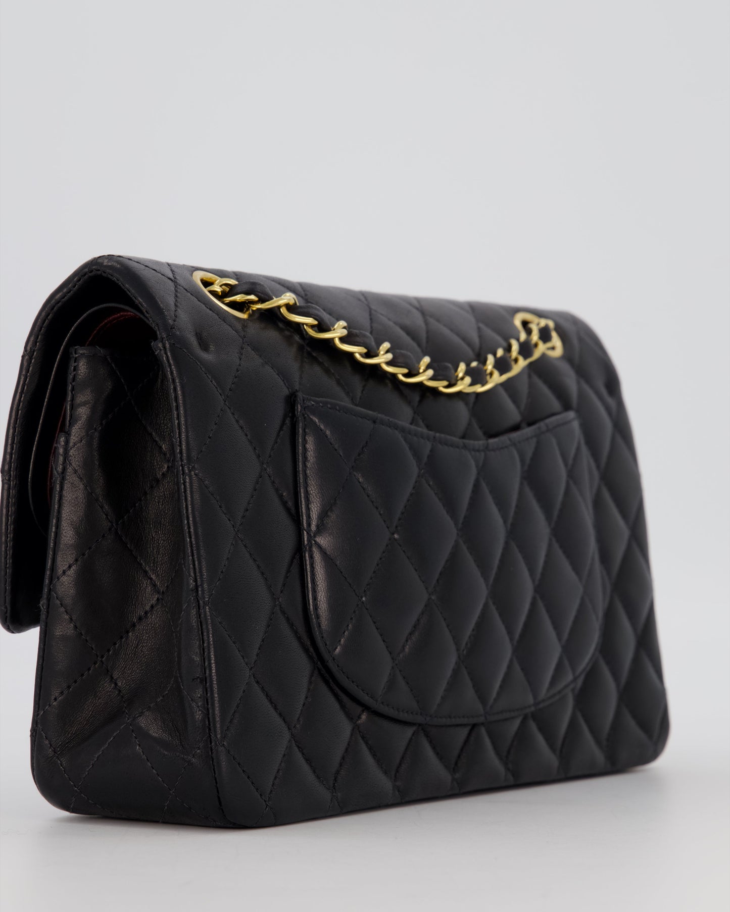 Chanel Black Medium Classic Double Flap Bag in Lambskin Leather with 24K Gold Hardware