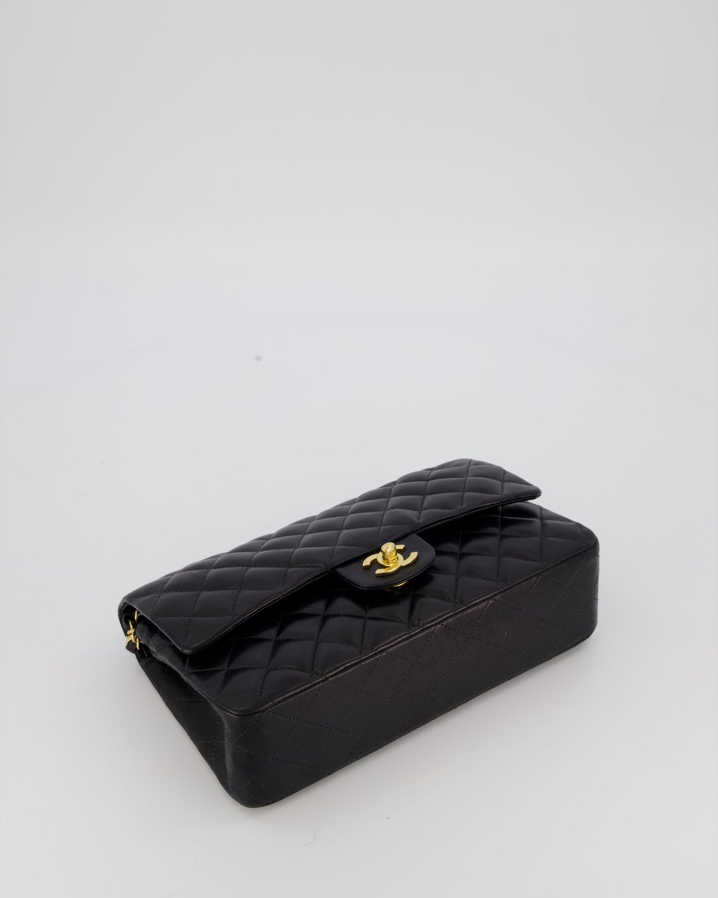Chanel Black Medium Classic Double Flap Bag in Lambskin Leather with 24K Gold Hardware