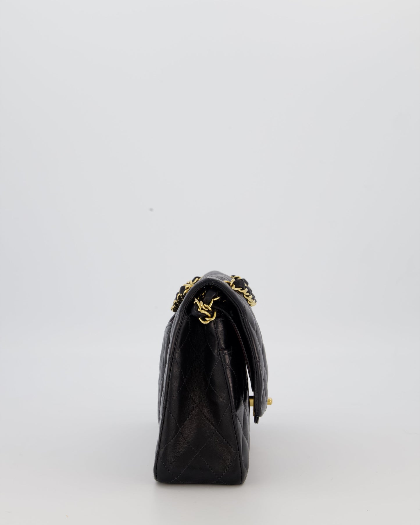 Chanel Black Medium Classic Double Flap Bag in Lambskin Leather with 24K Gold Hardware