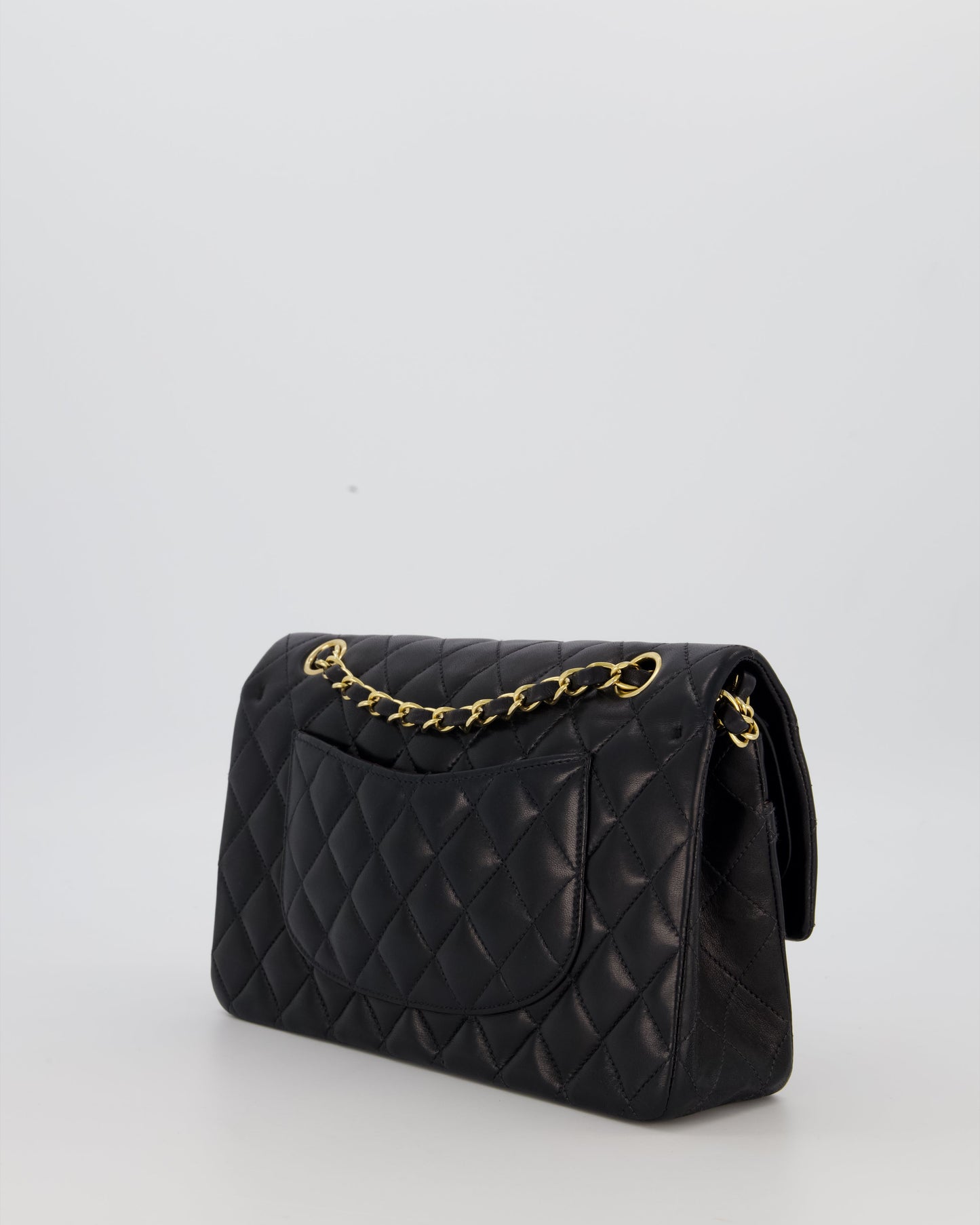Chanel Black Medium Classic Double Flap Bag in Lambskin Leather with 24K Gold Hardware
