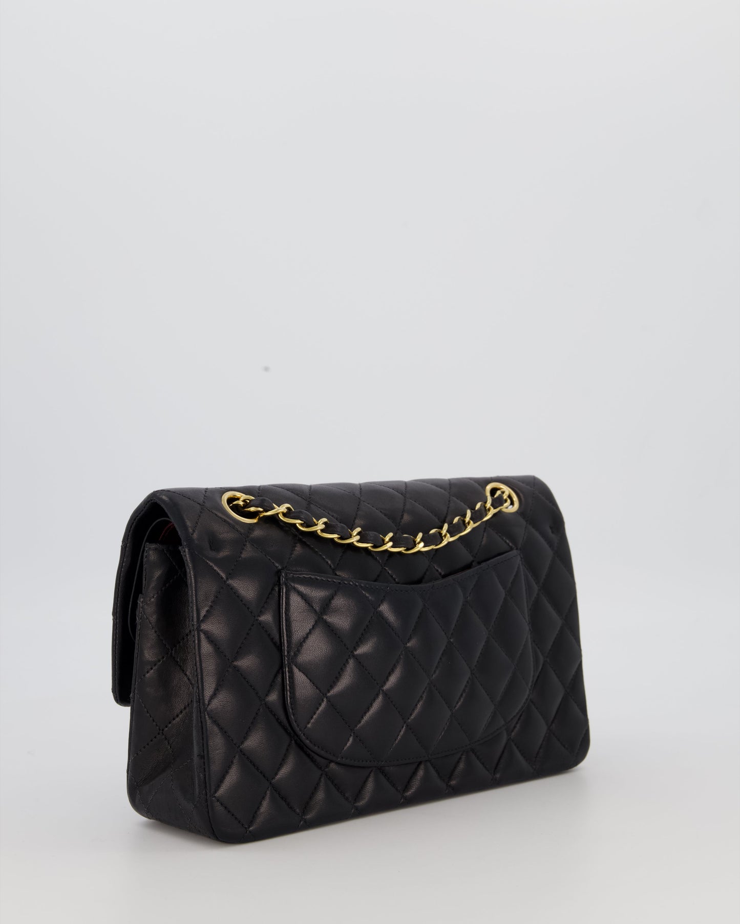 Chanel Black Medium Classic Double Flap Bag in Lambskin Leather with 24K Gold Hardware