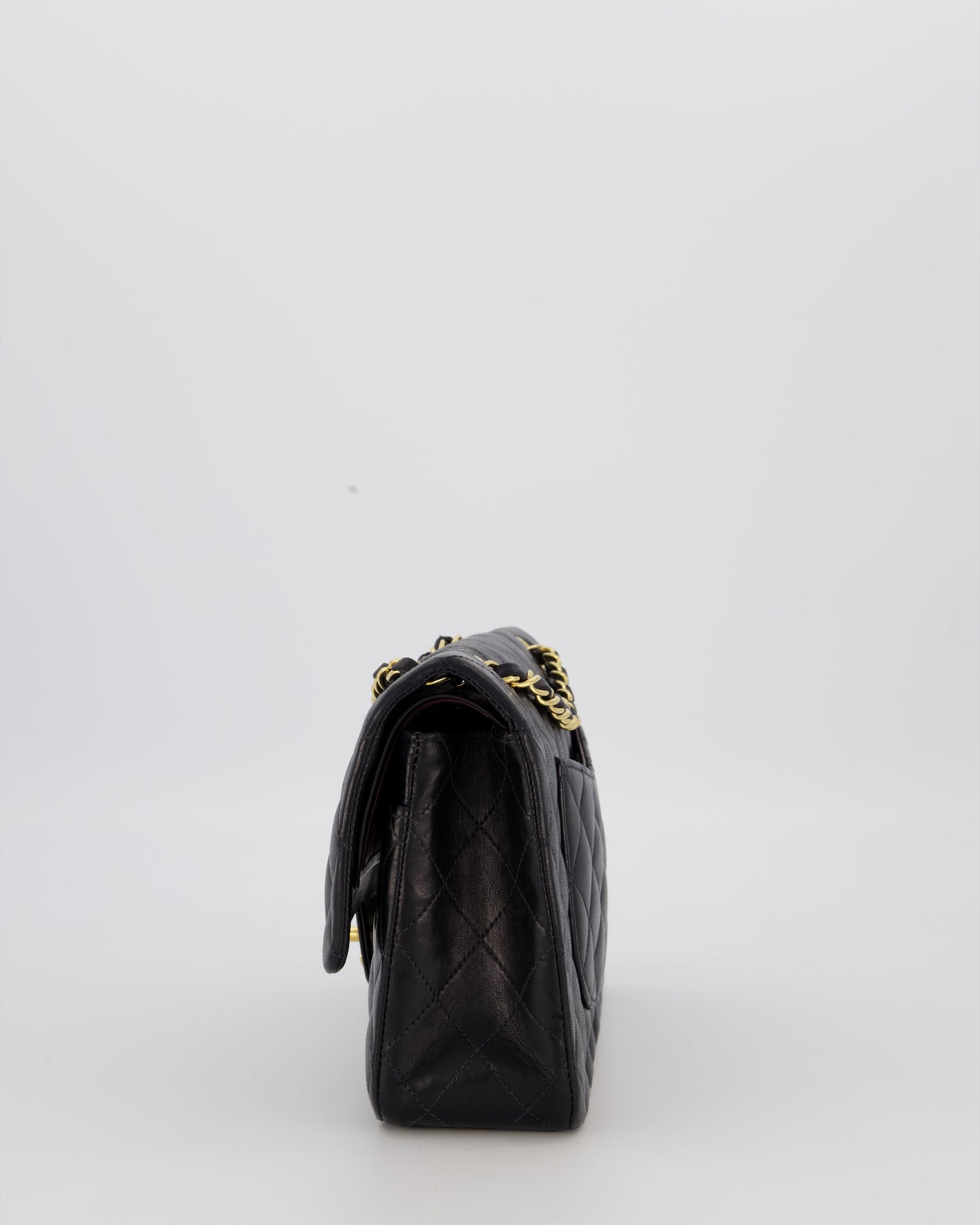 Chanel Black Medium Classic Double Flap Bag in Lambskin Leather with 24K Gold Hardware