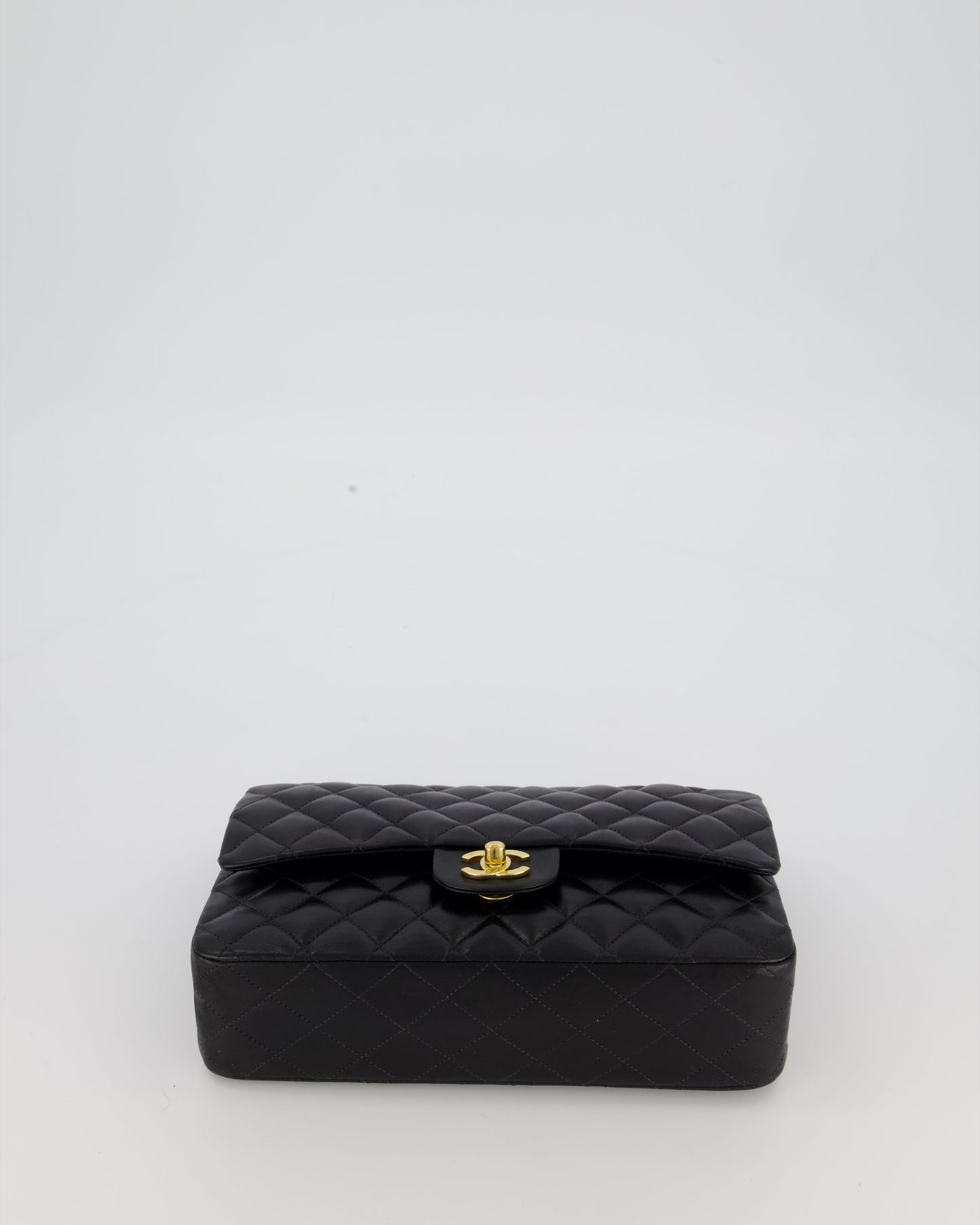 Chanel Black Medium Classic Double Flap Bag in Lambskin Leather with 24K Gold Hardware
