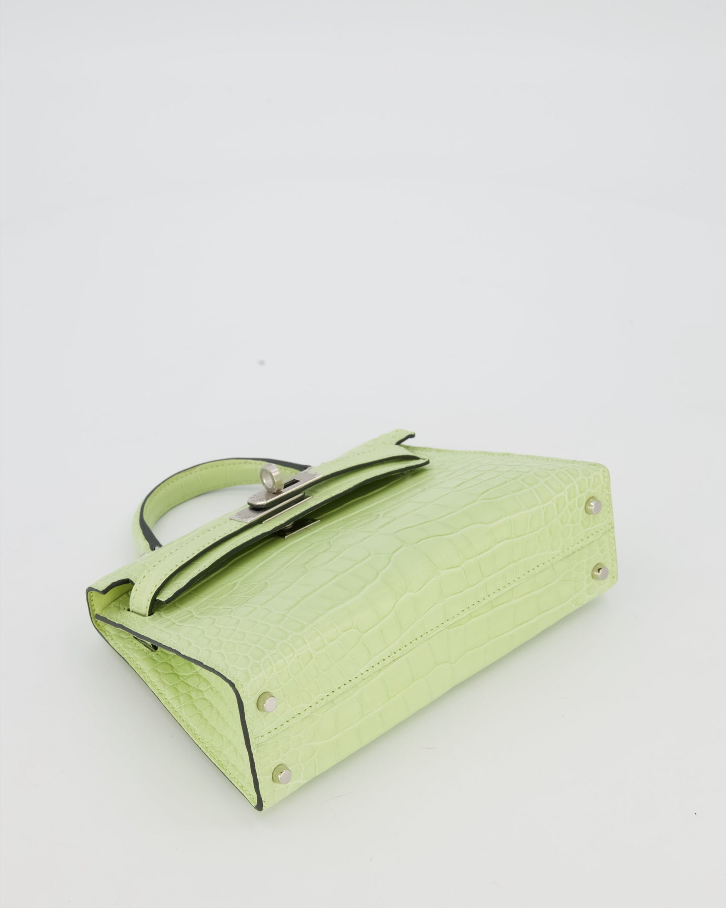*SUPER RARE & HOT* Hermès Mini Kelly II 20 Bag in Jaune Bourgeon Alligator Mississippiensis Leather with Palladium Hardware