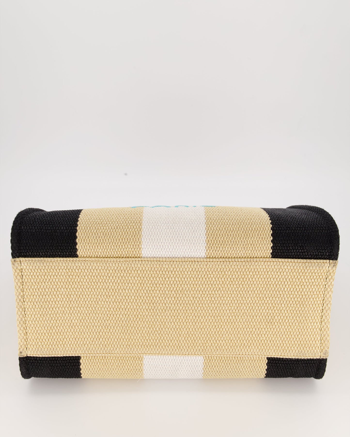 *HOT* Chanel Beige, Black and White Raffia Medium Deauville Tote Bag with Pastel Logo and Champagne Gold Hardware