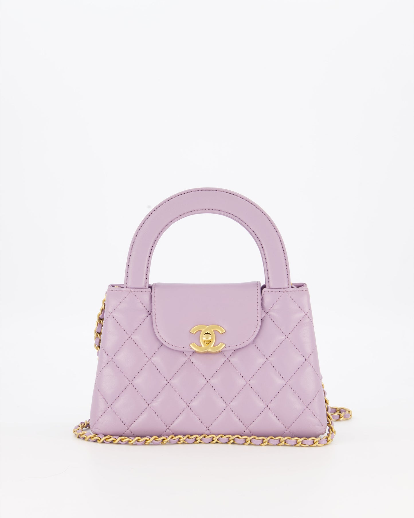 Chanel Lilac Small Mini Kelly Shopping Bag in Calfskin Leather with Brushed Gold Hardware