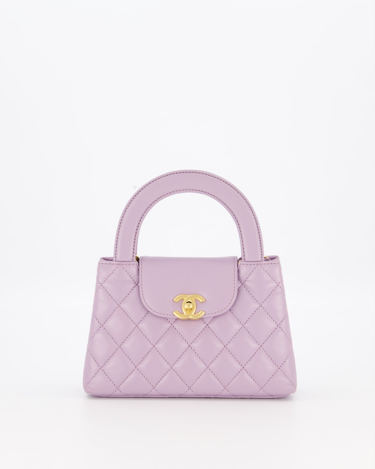 Chanel Lilac Small Mini Kelly Shopping Bag in Calfskin Leather with Brushed Gold Hardware