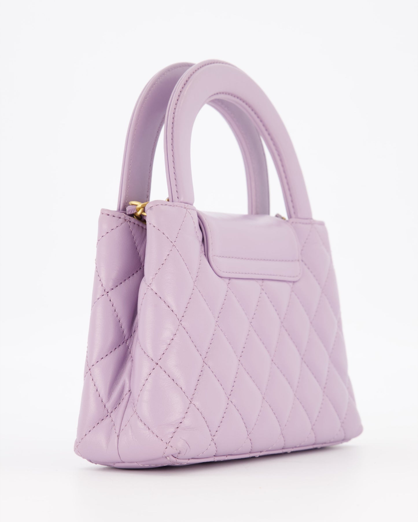 Chanel Lilac Small Mini Kelly Shopping Bag in Calfskin Leather with Brushed Gold Hardware