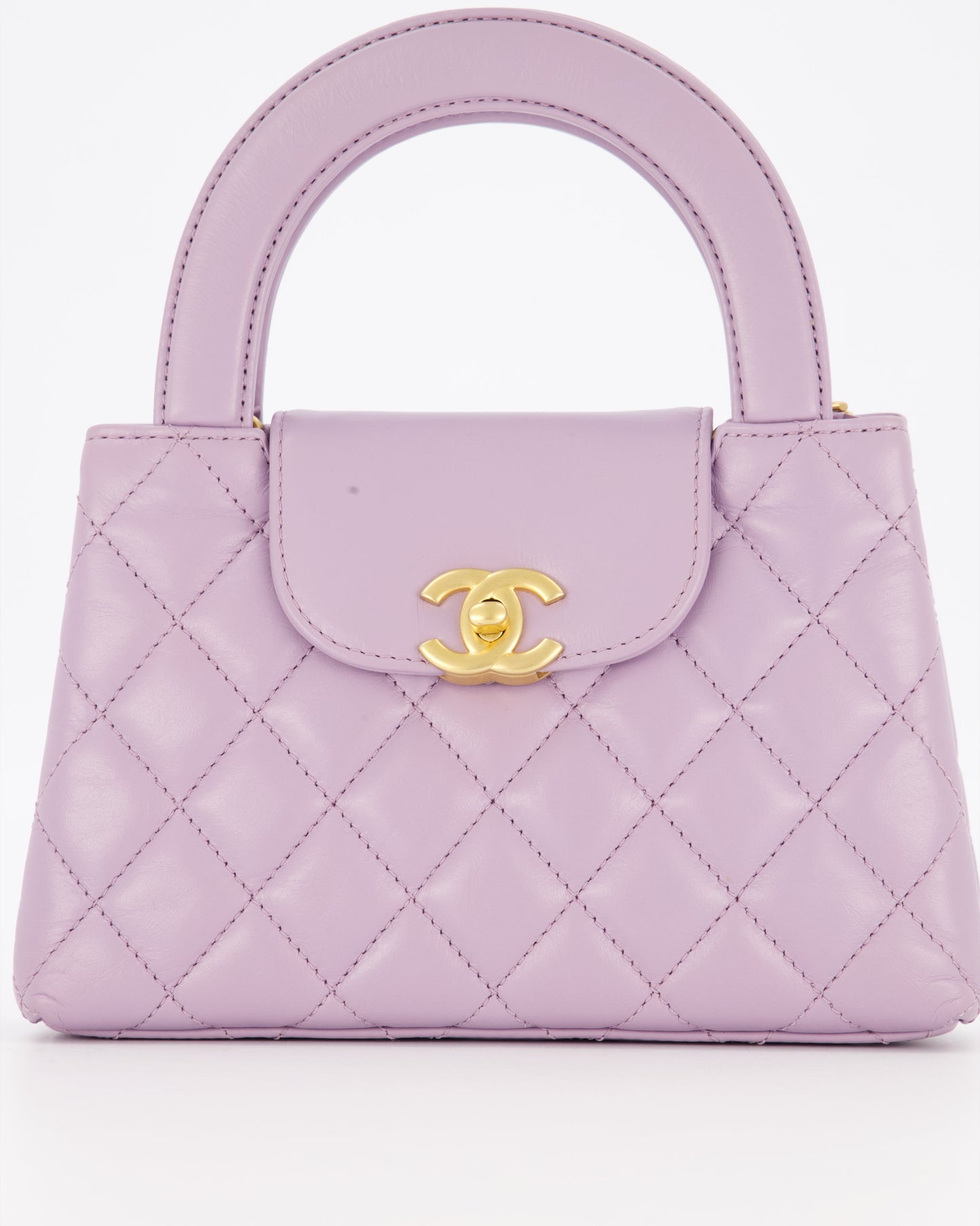 Chanel Lilac Small Mini Kelly Shopping Bag in Calfskin Leather with Brushed Gold Hardware