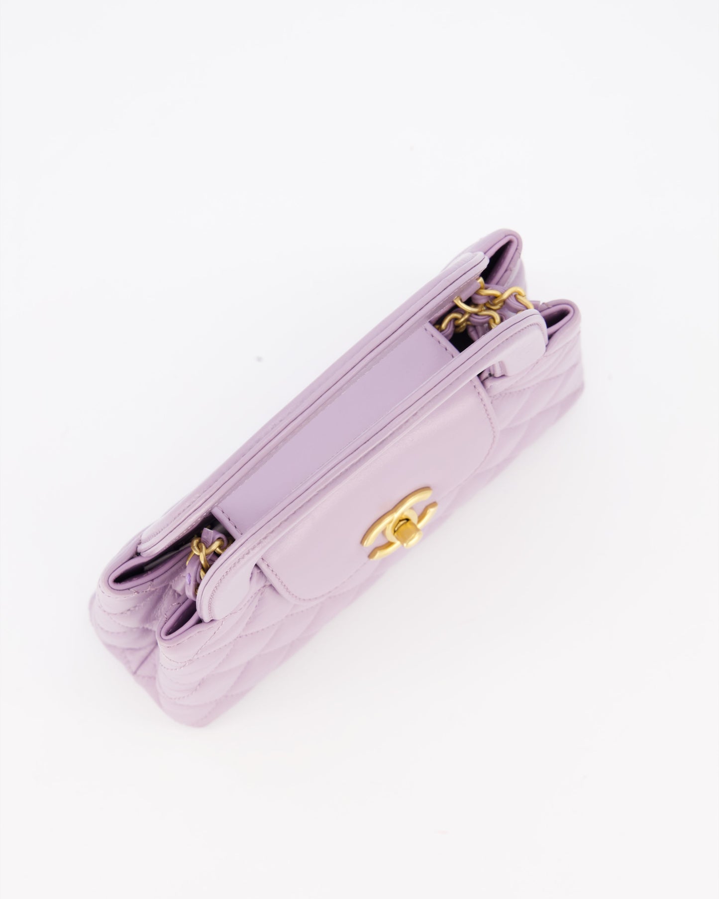 Chanel Lilac Small Mini Kelly Shopping Bag in Calfskin Leather with Brushed Gold Hardware