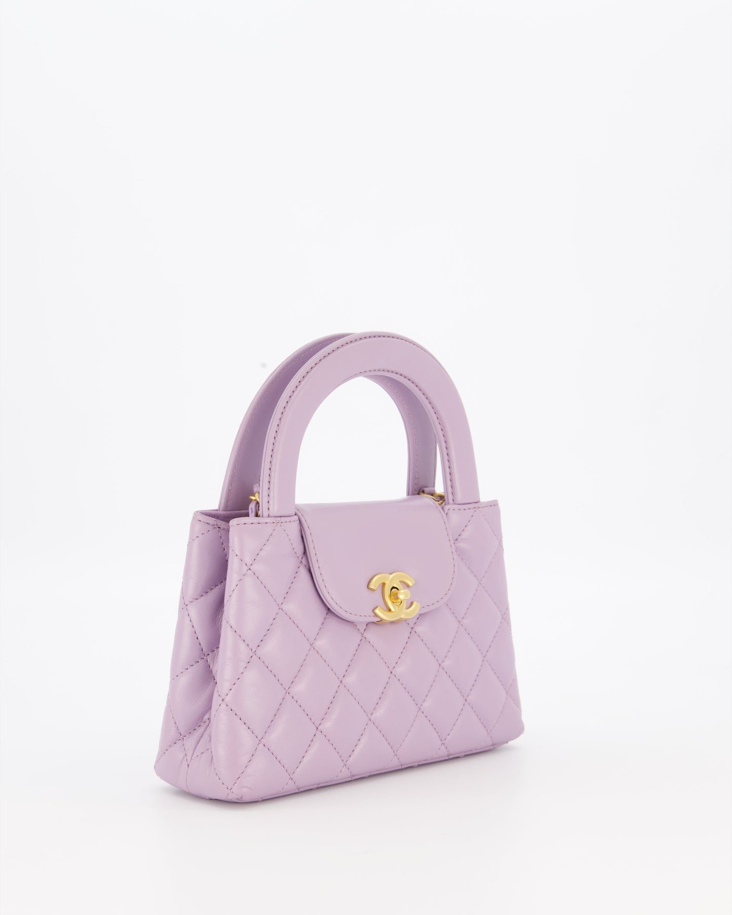 Chanel Lilac Small Mini Kelly Shopping Bag in Calfskin Leather with Brushed Gold Hardware