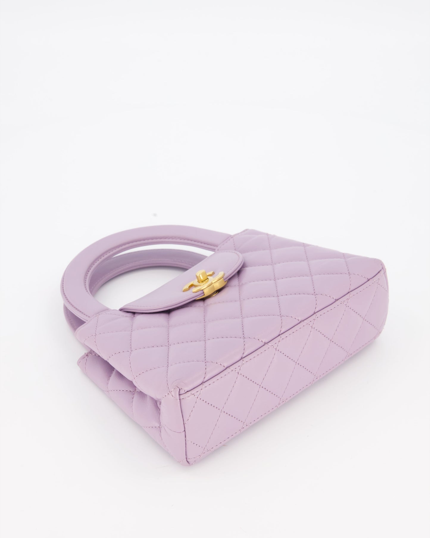 Chanel Lilac Small Mini Kelly Shopping Bag in Calfskin Leather with Brushed Gold Hardware