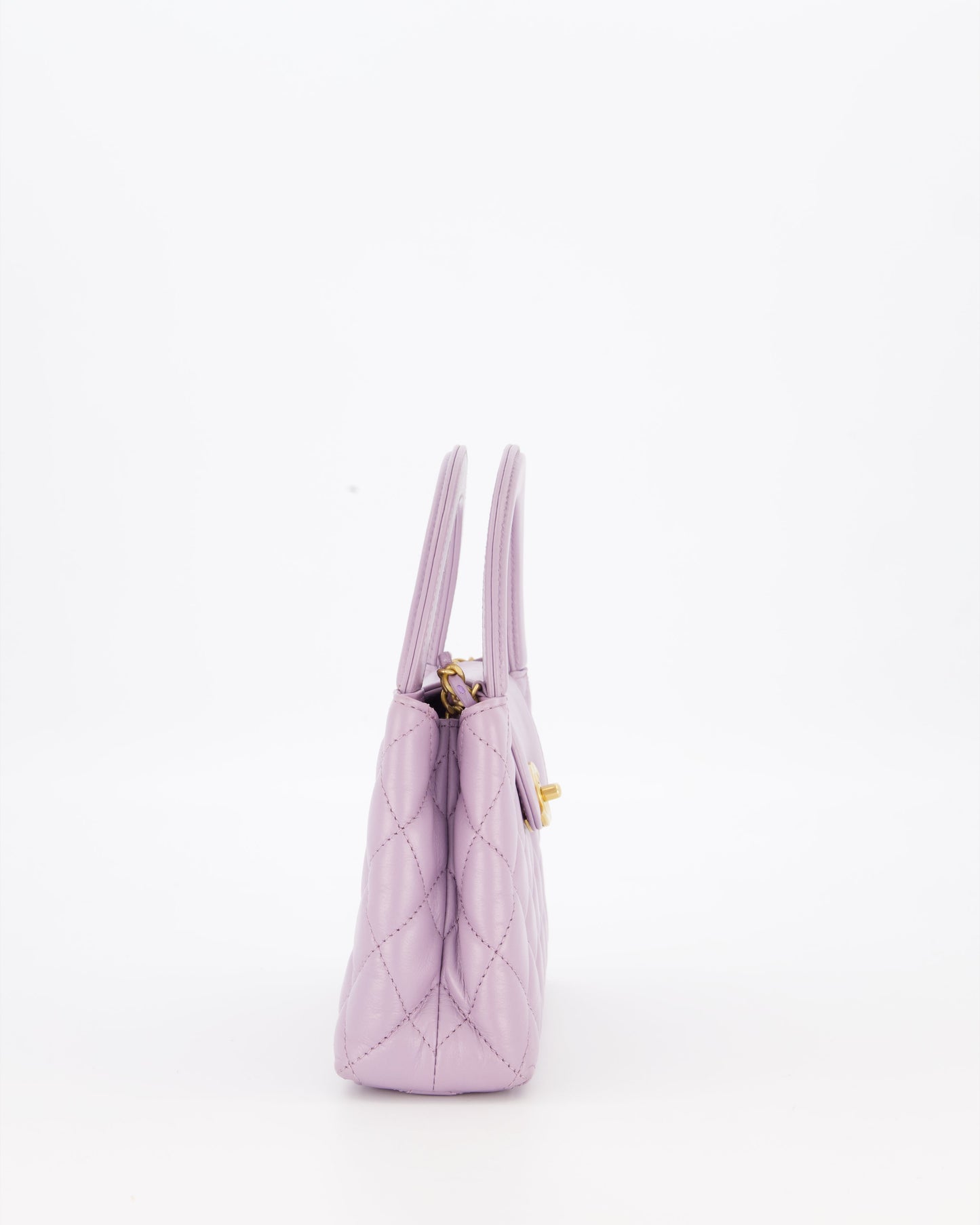 Chanel Lilac Small Mini Kelly Shopping Bag in Calfskin Leather with Brushed Gold Hardware
