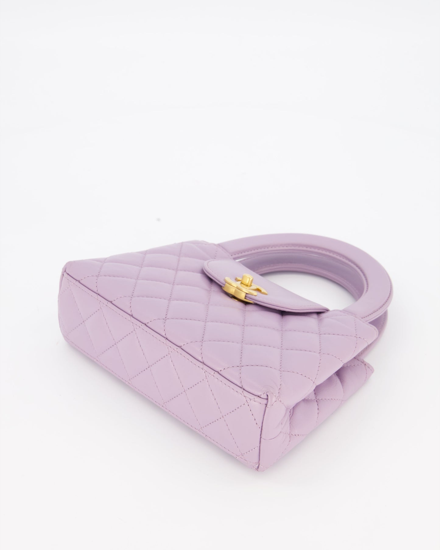 Chanel Lilac Small Mini Kelly Shopping Bag in Calfskin Leather with Brushed Gold Hardware