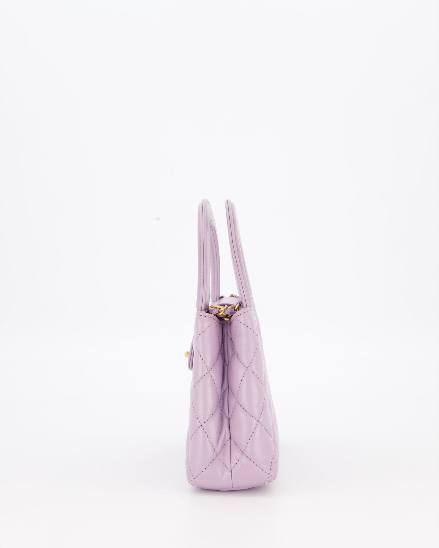 Chanel Lilac Small Mini Kelly Shopping Bag in Calfskin Leather with Brushed Gold Hardware