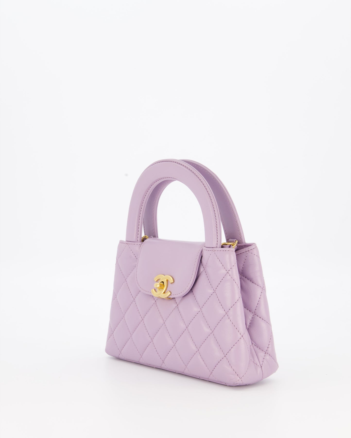 Chanel Lilac Small Mini Kelly Shopping Bag in Calfskin Leather with Brushed Gold Hardware
