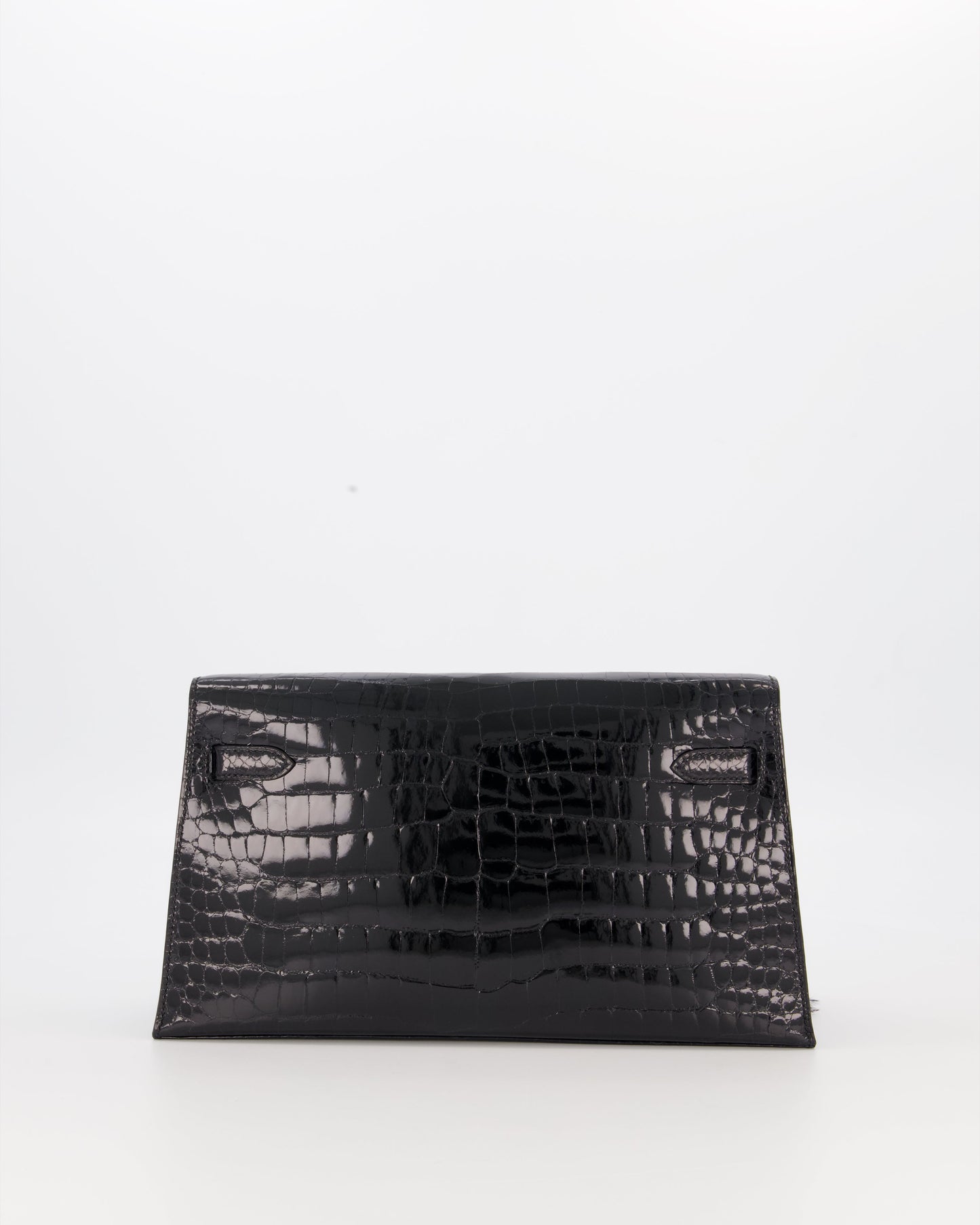 *EXTRA RARE* Hermès Kelly Elan Folie Bag in Noir Crocodile Porosus Lisse Leather, Noir Plumes with Gold Hardware