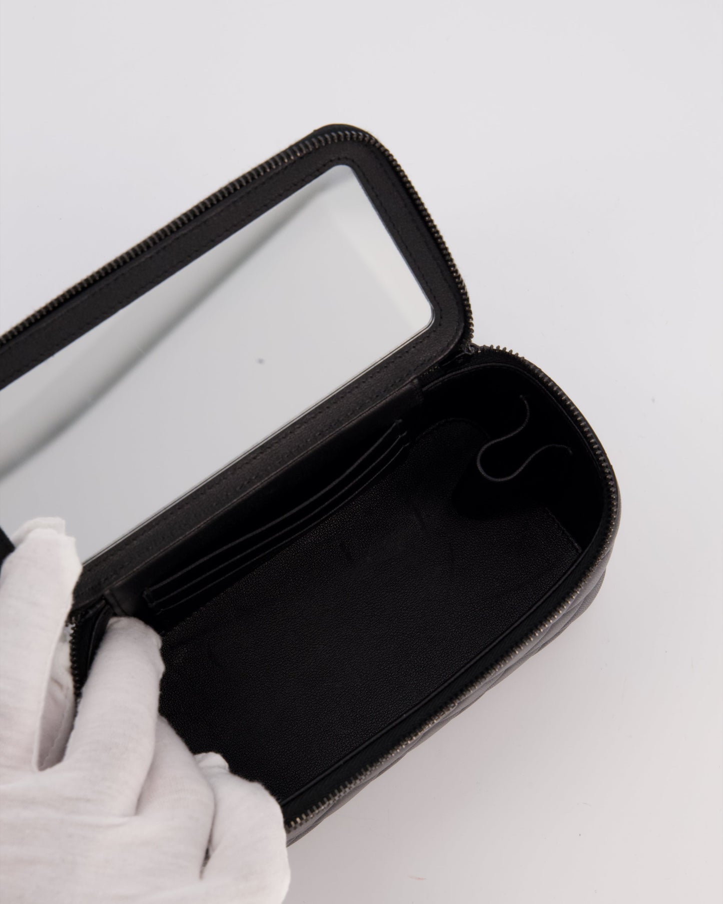 Chanel Black Small Top Handle Vanity Case in Lambskin Leather with So Black Hardware