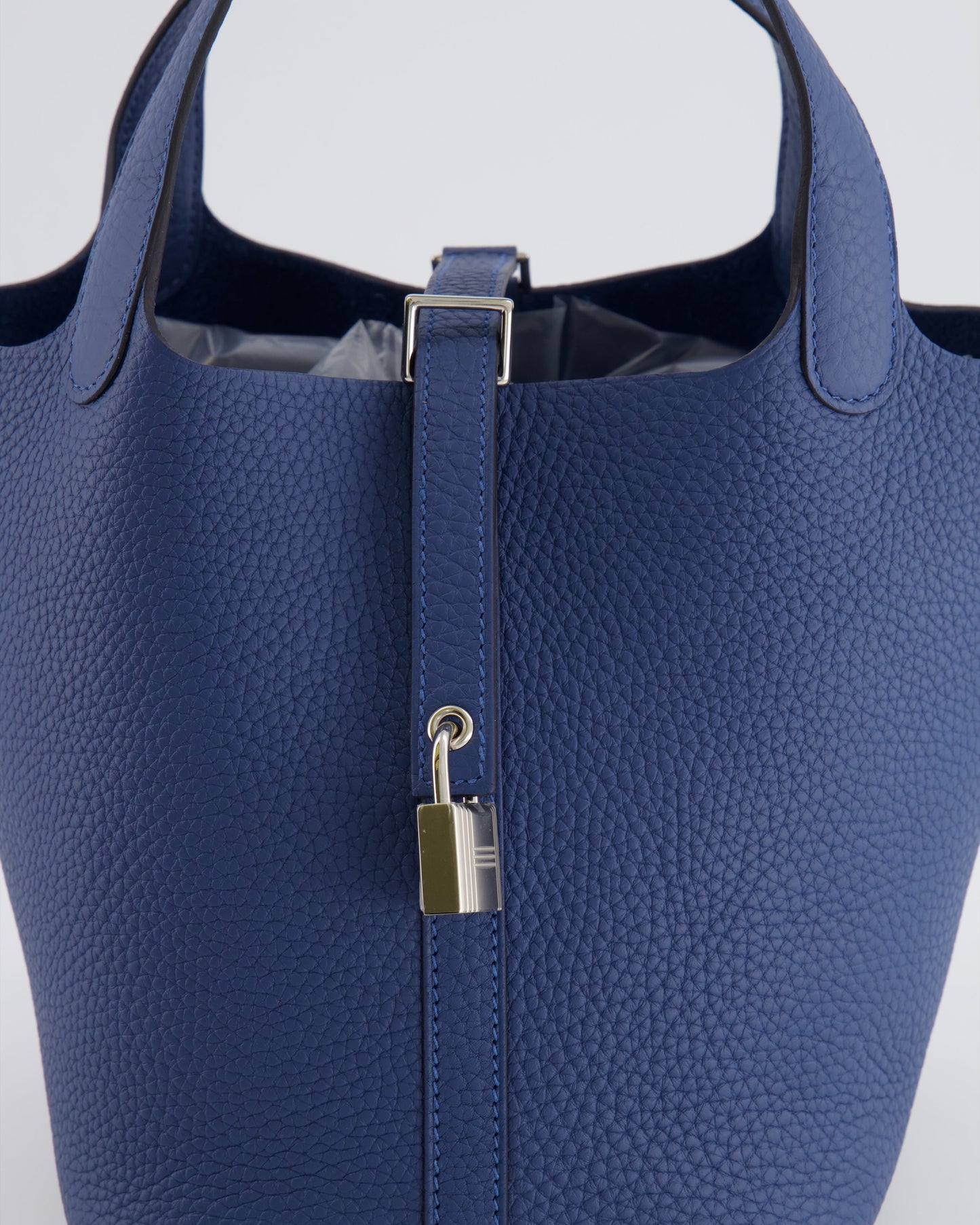 Hermès Picotin Lock 18 Bag in Blue Tie Clemence Leather with Palladium Hardware