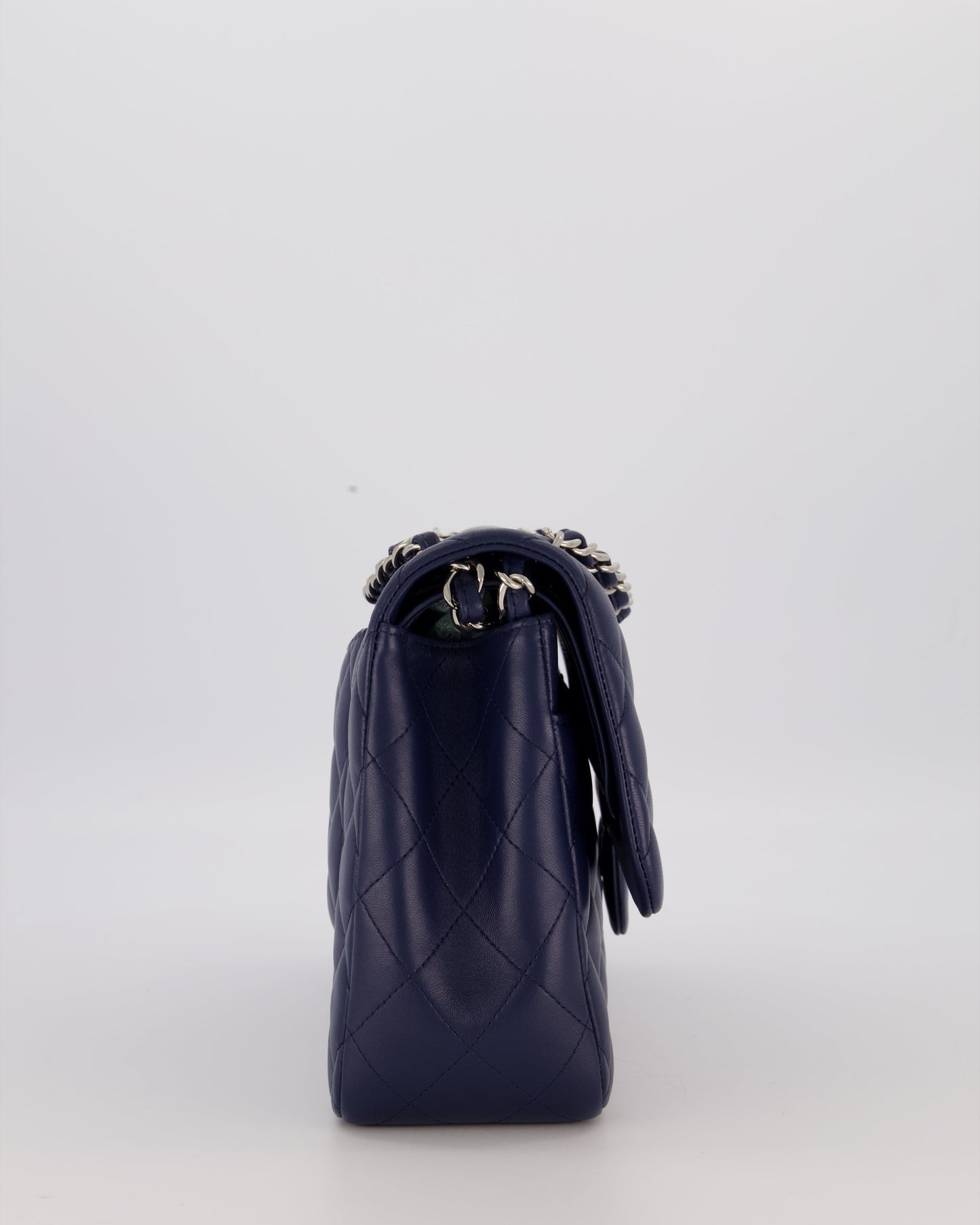 Chanel Navy Jumbo Classic Double Flap Bag in Lambskin Leather with Silver Hardware RRP £9,540