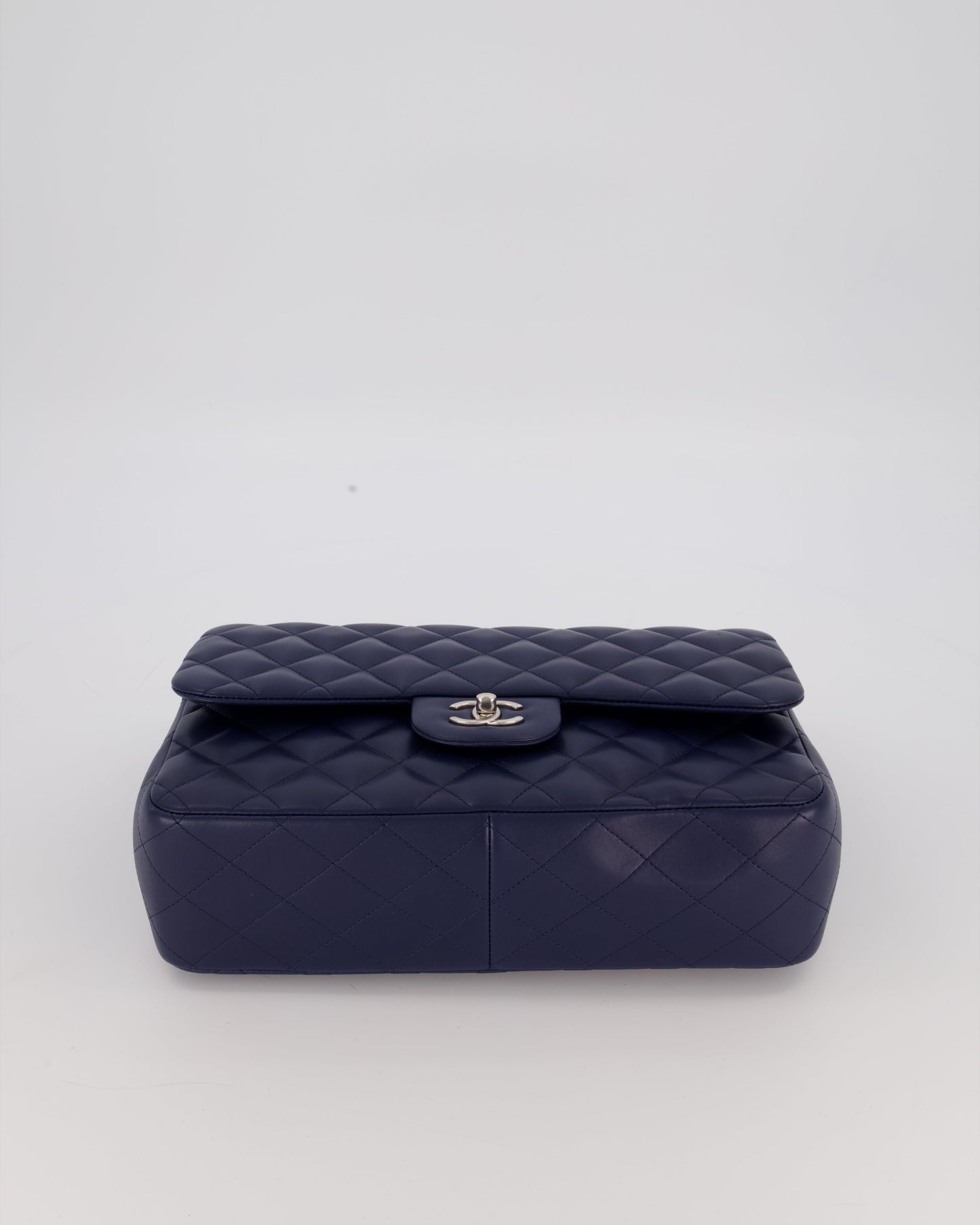 Chanel Navy Jumbo Classic Double Flap Bag in Lambskin Leather with Silver Hardware RRP £9,540