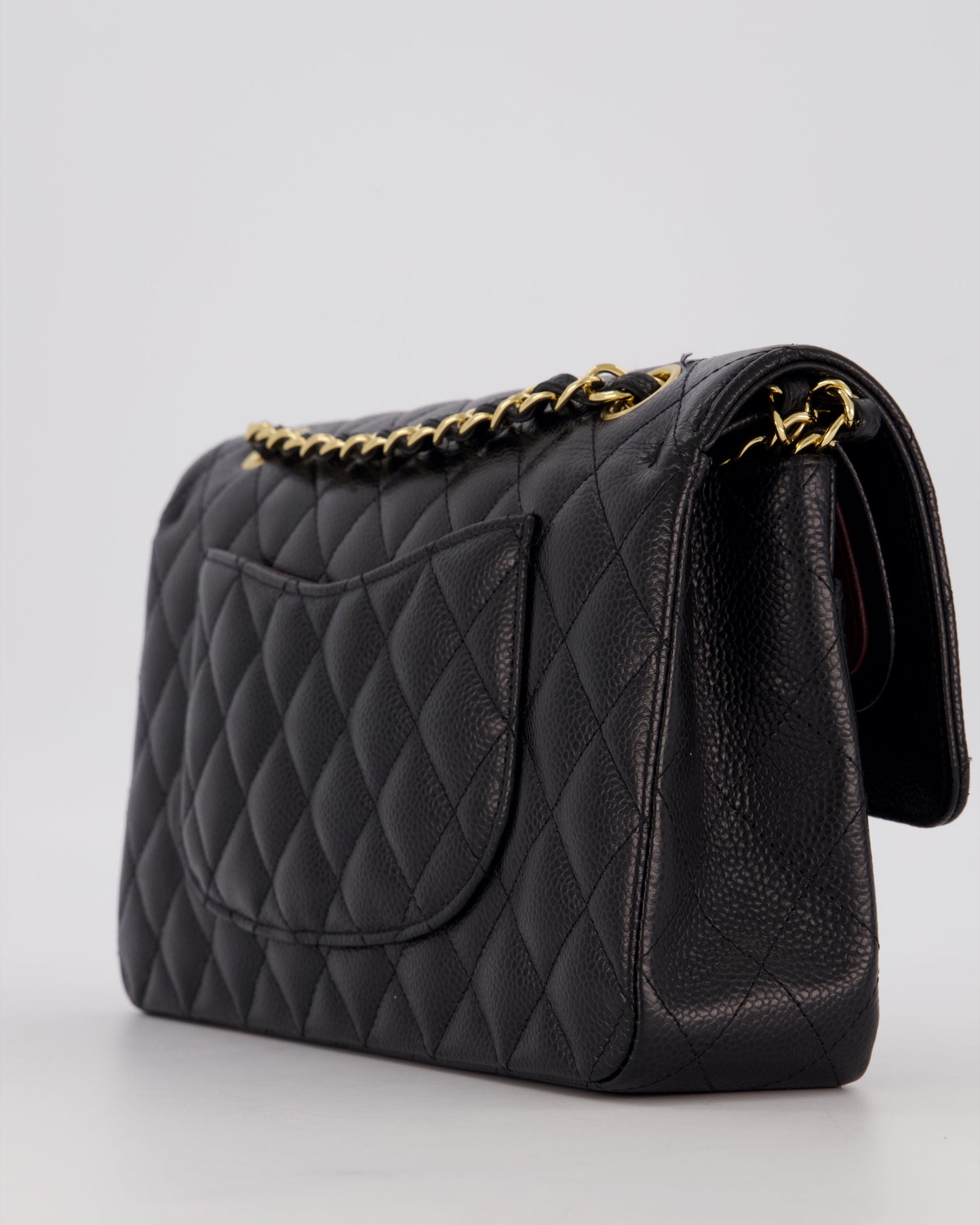 Chanel Black Medium Classic Double Flap Bag in Caviar Leather with Gold Hardware