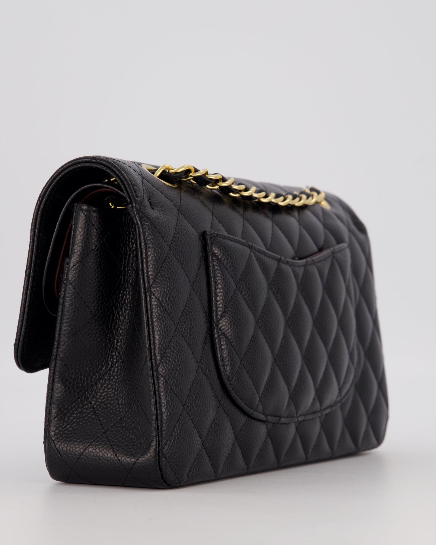 Chanel Black Medium Classic Double Flap Bag in Caviar Leather with Gold Hardware