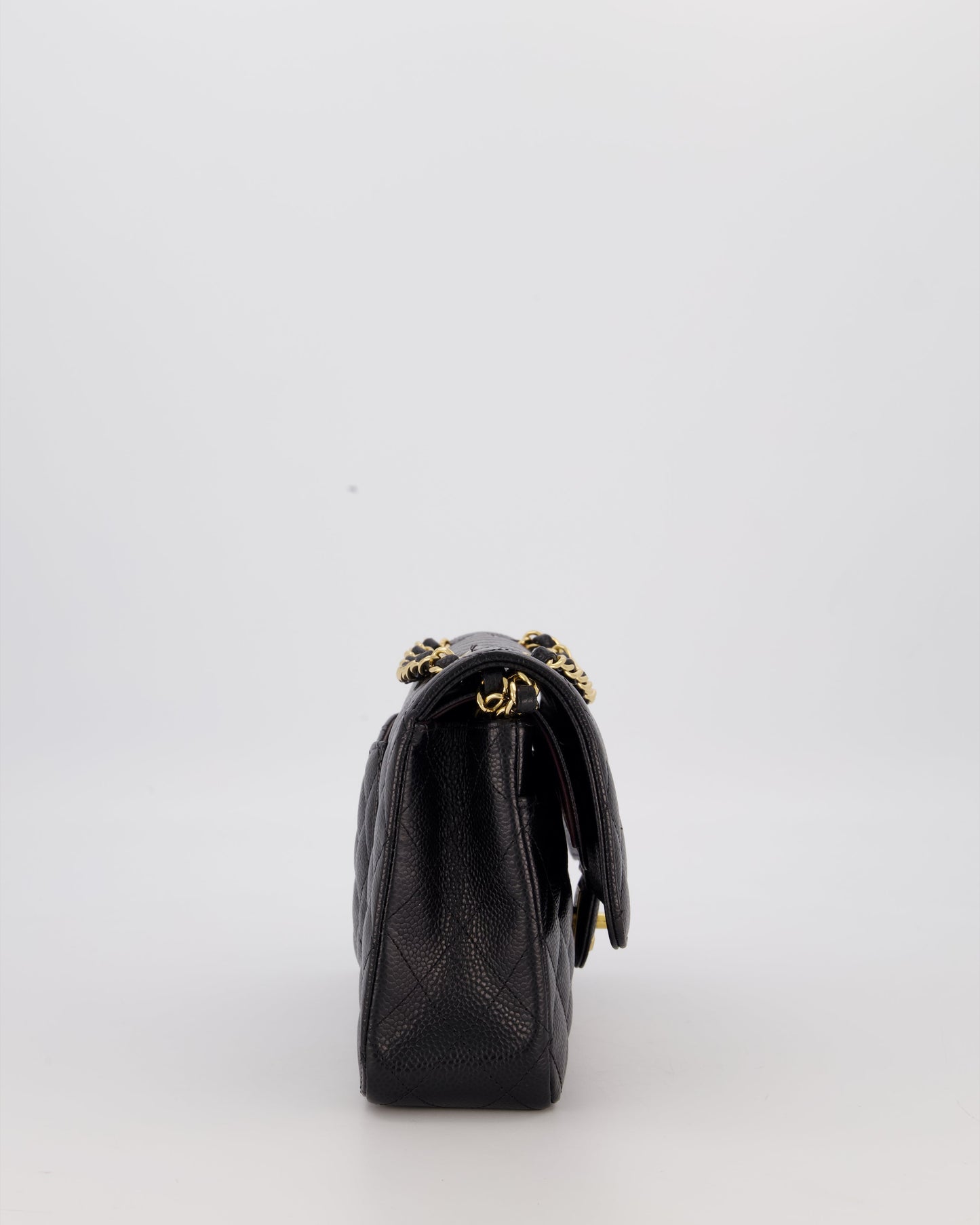 Chanel Black Medium Classic Double Flap Bag in Caviar Leather with Gold Hardware