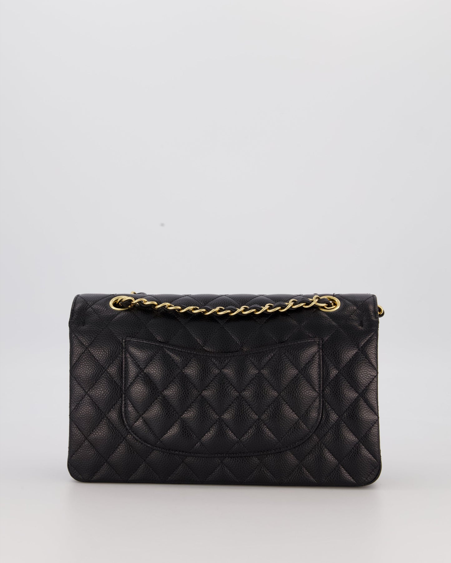 Chanel Black Medium Classic Double Flap Bag in Caviar Leather with Gold Hardware
