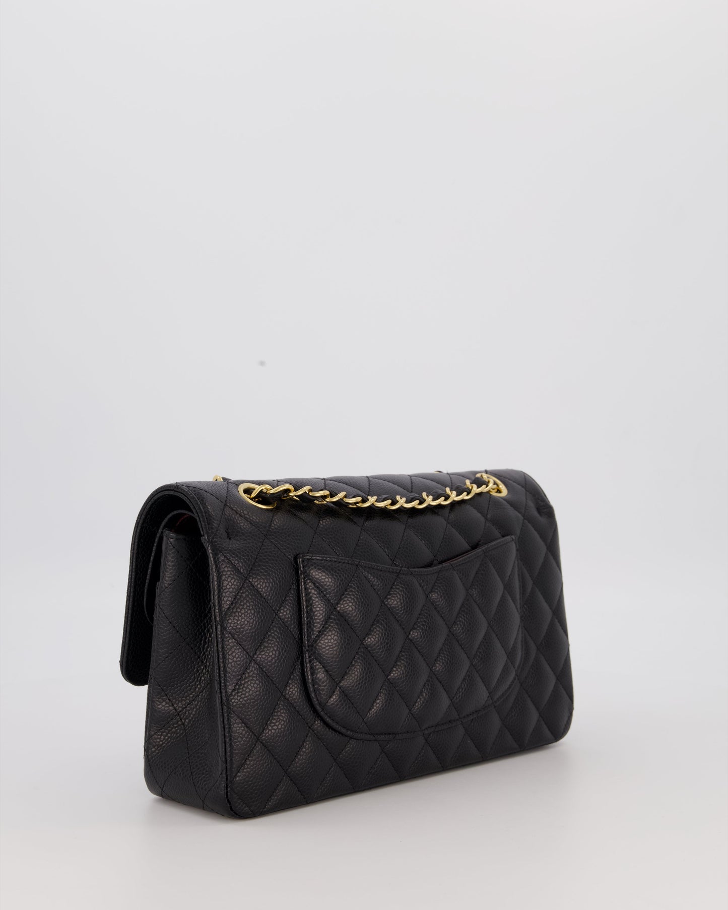 Chanel Black Medium Classic Double Flap Bag in Caviar Leather with Gold Hardware