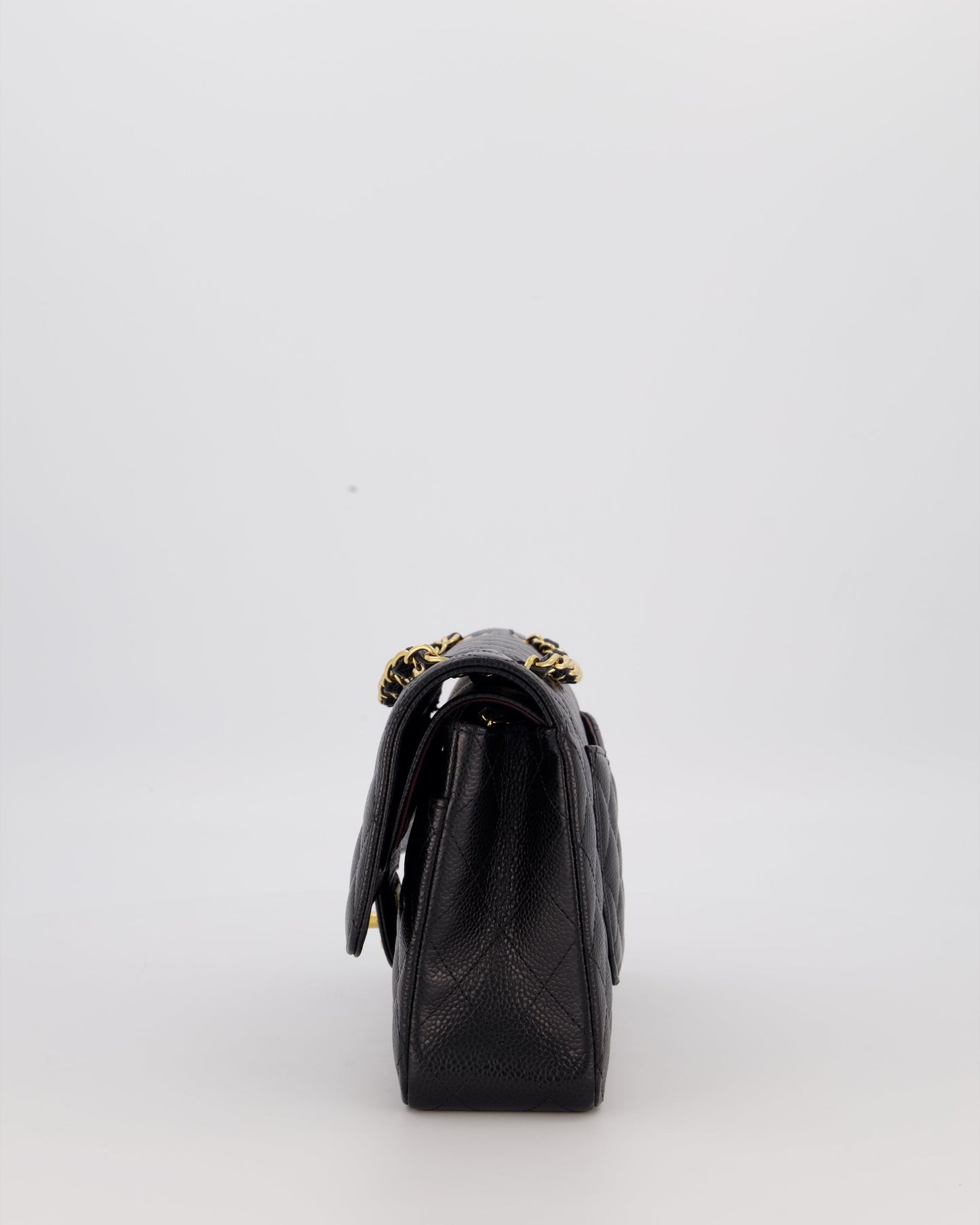 Chanel Black Medium Classic Double Flap Bag in Caviar Leather with Gold Hardware